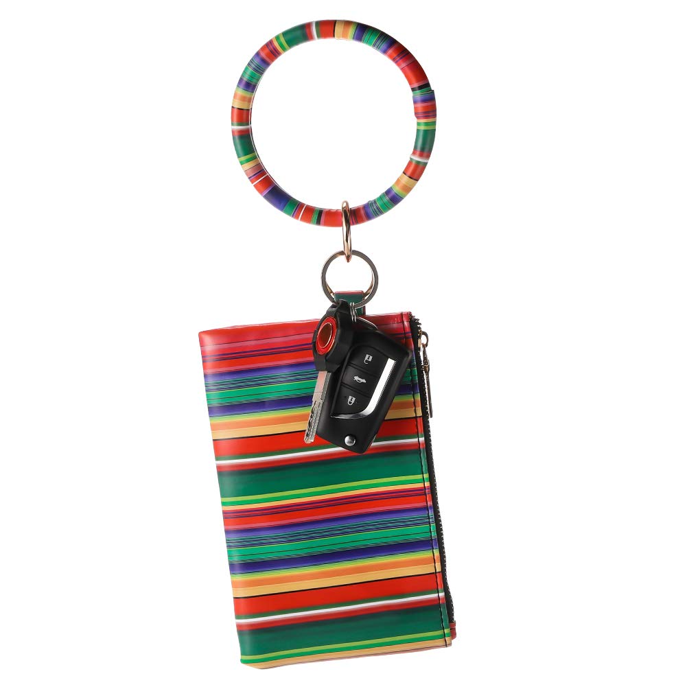 Artscope Large Circle Key Ring with Leather Tassel - Wristlet Keychain Bracelet Holder for Women & Girls (Rainbow Color) | Perfect for Key Organization, Handbag Accessory, and Gift Giving