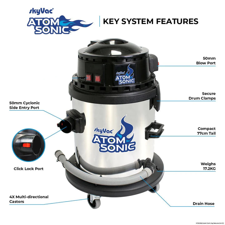 SkyVac®️ Sonic Atom Gutter Vacuum Cleaner Kit - Most Powerful Cordless Gutter Cleaning System for Home & Roof Maintenance (Includes Accessories) - Perfect for Fall Leaf Removal & Year-Round Gutter Protection