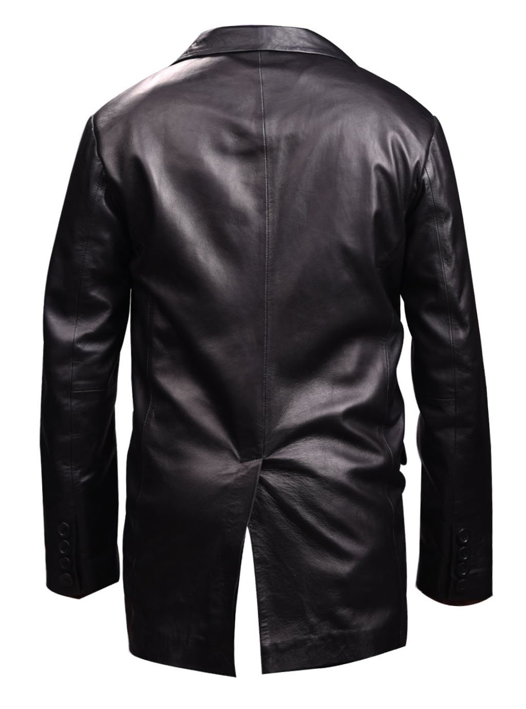 Premium Prince Black Two-Button Genuine Leather Blazer Coat for Men – Big & Tall Sizes | Formal Business Attire & Special Occasion Wear
