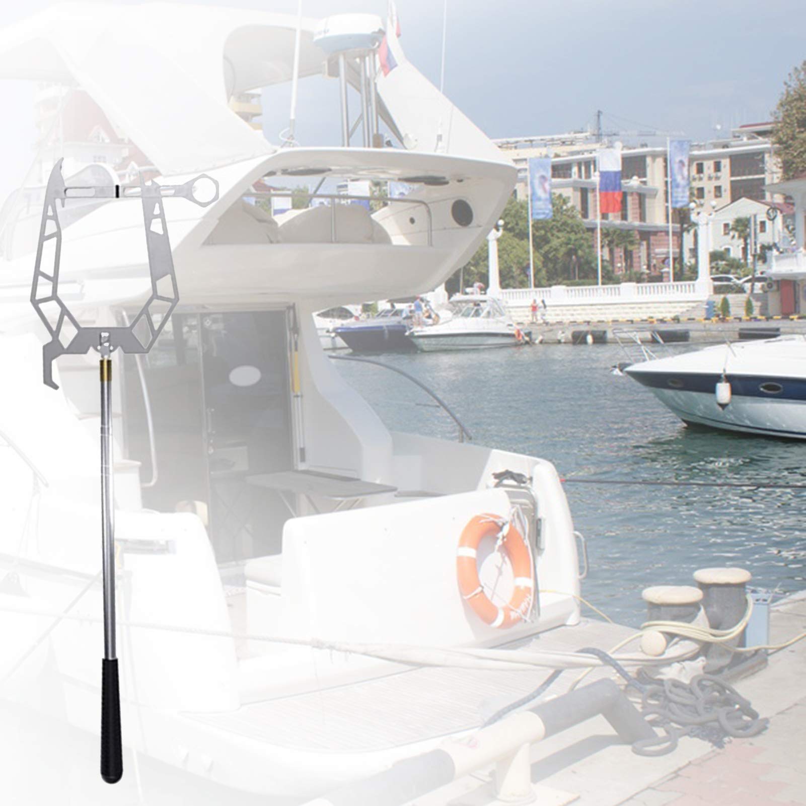 Boat Hook - Easy Long-Distance Threader with Metal Locking Ring for Docking & Gear Retrieval