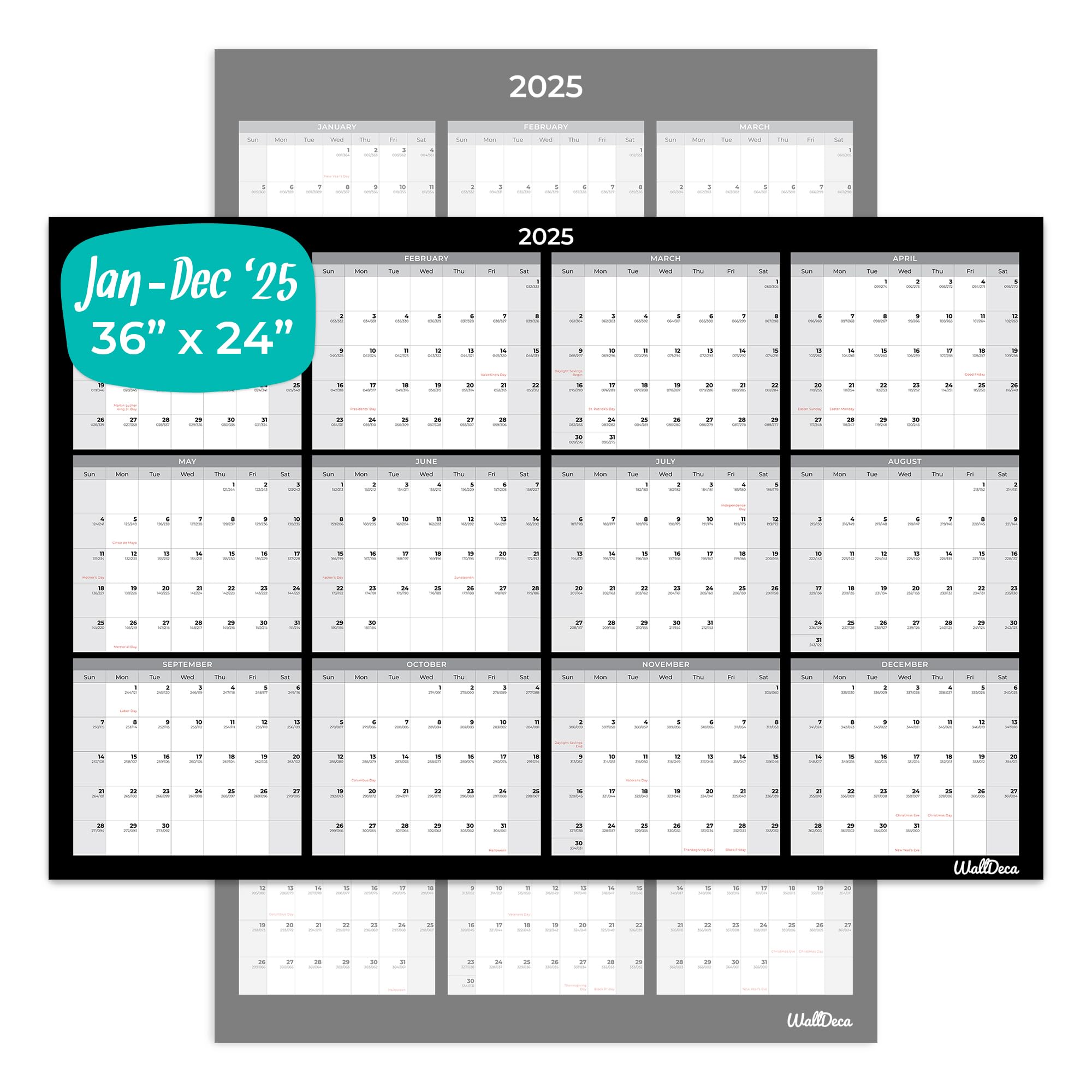 2025 Dry Erase Wall Calendar - 24