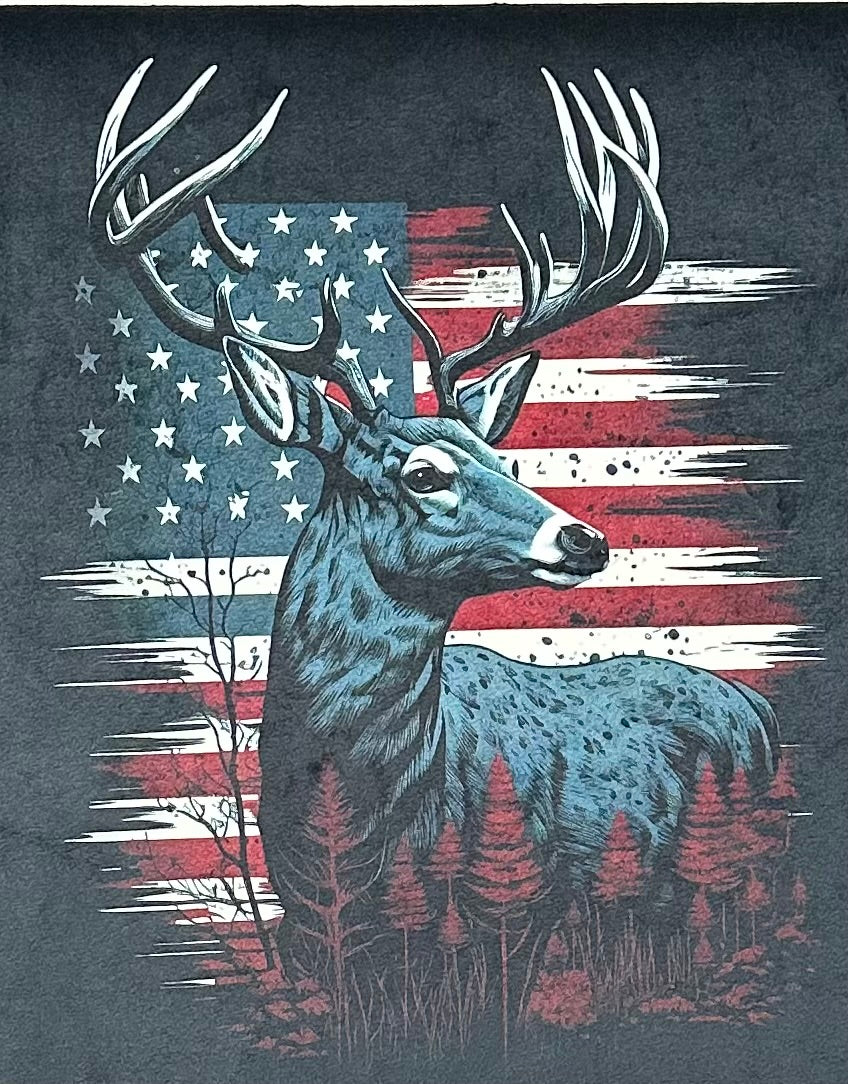 Premium Merlot Luxe Large 55x79 Minky Blanket with Deer and Flag Design - Soft & Cozy Throw for Bedroom, Couch, or Gift