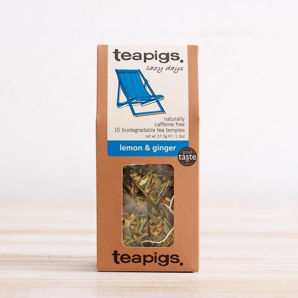 Teapigs Lemon Ginger Herbal Tea Bags - Caffeine-Free, Natural Ingredients for Digestion & Immunity - Perfect for Cold Relief & Relaxation at Home or Office