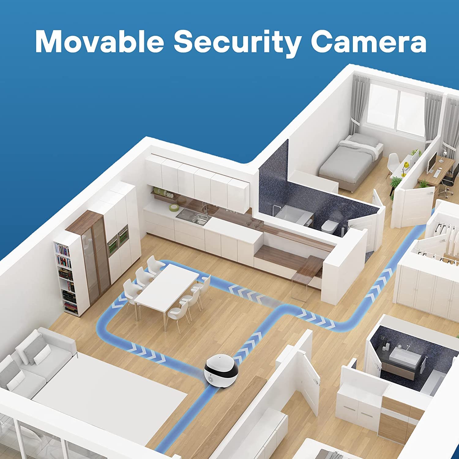 Enabot Pet Camera - 1080P WiFi Security Camera with Night Vision, 2-Way Audio, Auto Recharge & Mobile App - Indoor Wireless Camera for Pets, Baby & Elderly Home Monitoring - Perfect for Pet Watching, Baby Care & Home Security