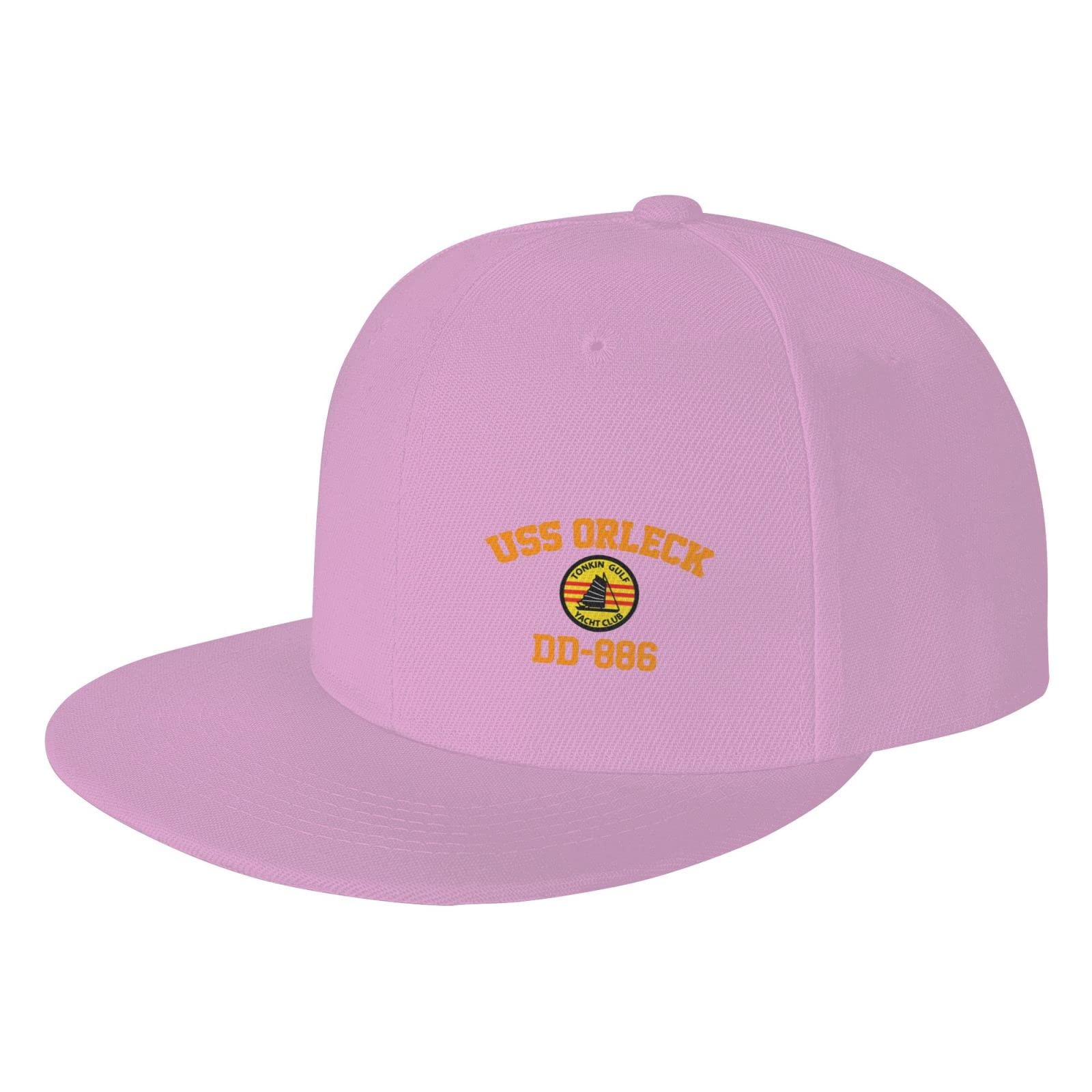 USS Orleck DD-886 Snapback Hat for Men - Adjustable Flat Bill Baseball Cap - Black Trucker Dad Hat - Perfect for Military Enthusiasts, Veterans & Patriotic Events