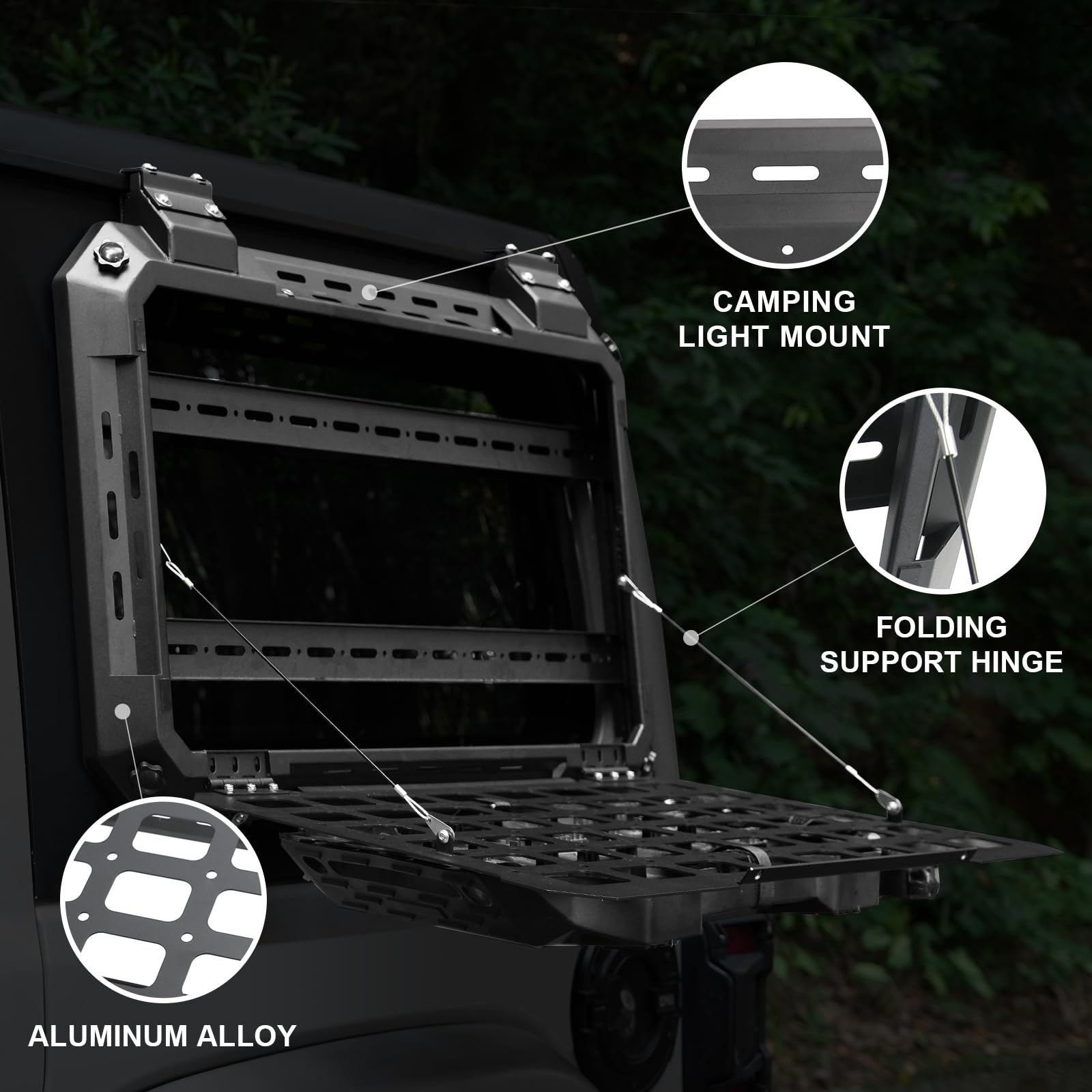 2018-2024 Jeep Wrangler JL/JLU Rear Window Storage Panel Kit - Multifunctional Openable Tactical Modular Platform with MOLLE System for Tools & Accessories (Left/Right Side Installation) - Perfect for Off-Road Adventures & Camping Gear Organization