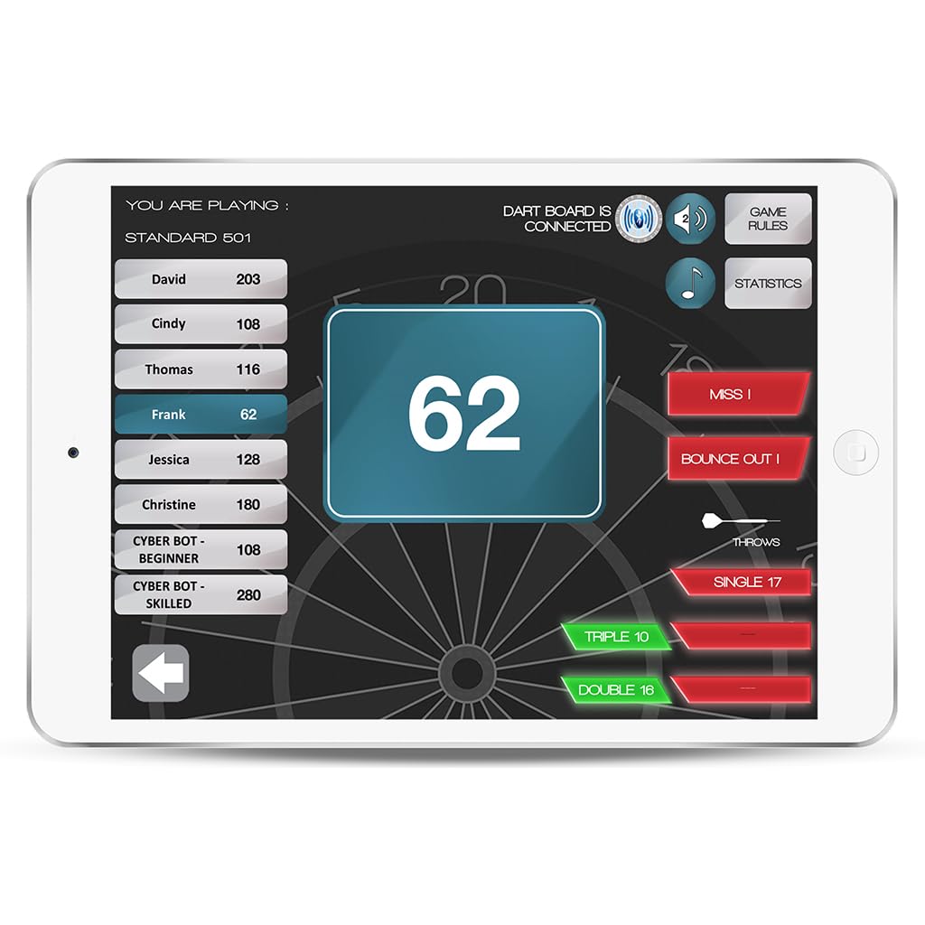 Smartness Carromco 94014 Electronic Dartboard with Turbo Charger - Bluetooth App Connectivity for Score Tracking | Perfect for Home Game Rooms, Bars & Family Game Nights
