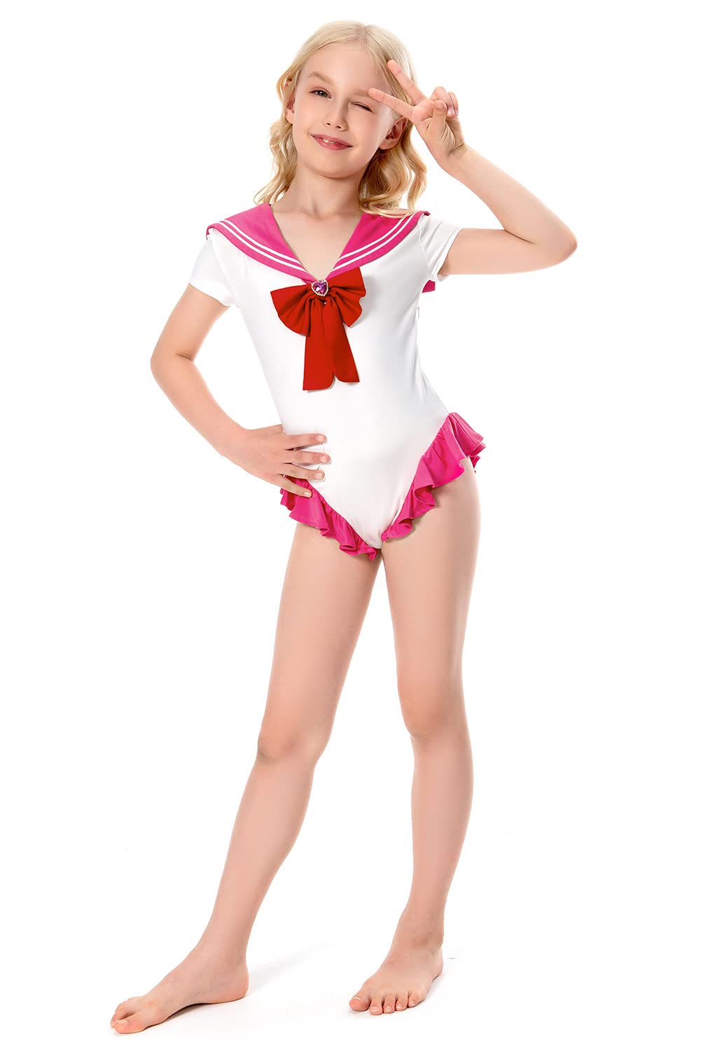Alleyon Girls Anime Swimsuit One Piece Bathing Suit - Cute Kids Swimwear for Pool, Beach & Cosplay | Kawaii Anime Bikini Costume for Summer Water Play