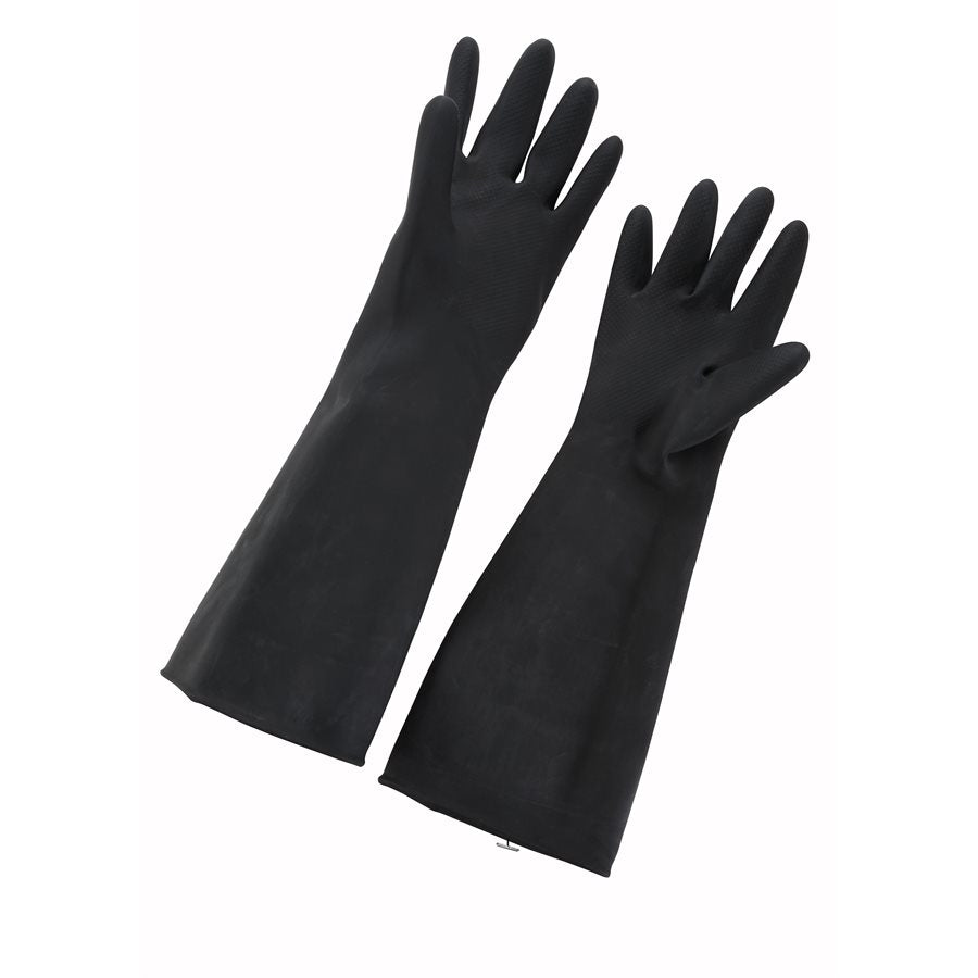 Winco Large Size Natural Latex Gloves - Black | Disposable Rubber Gloves for Cleaning, Kitchen, Food Handling & Medical Use
