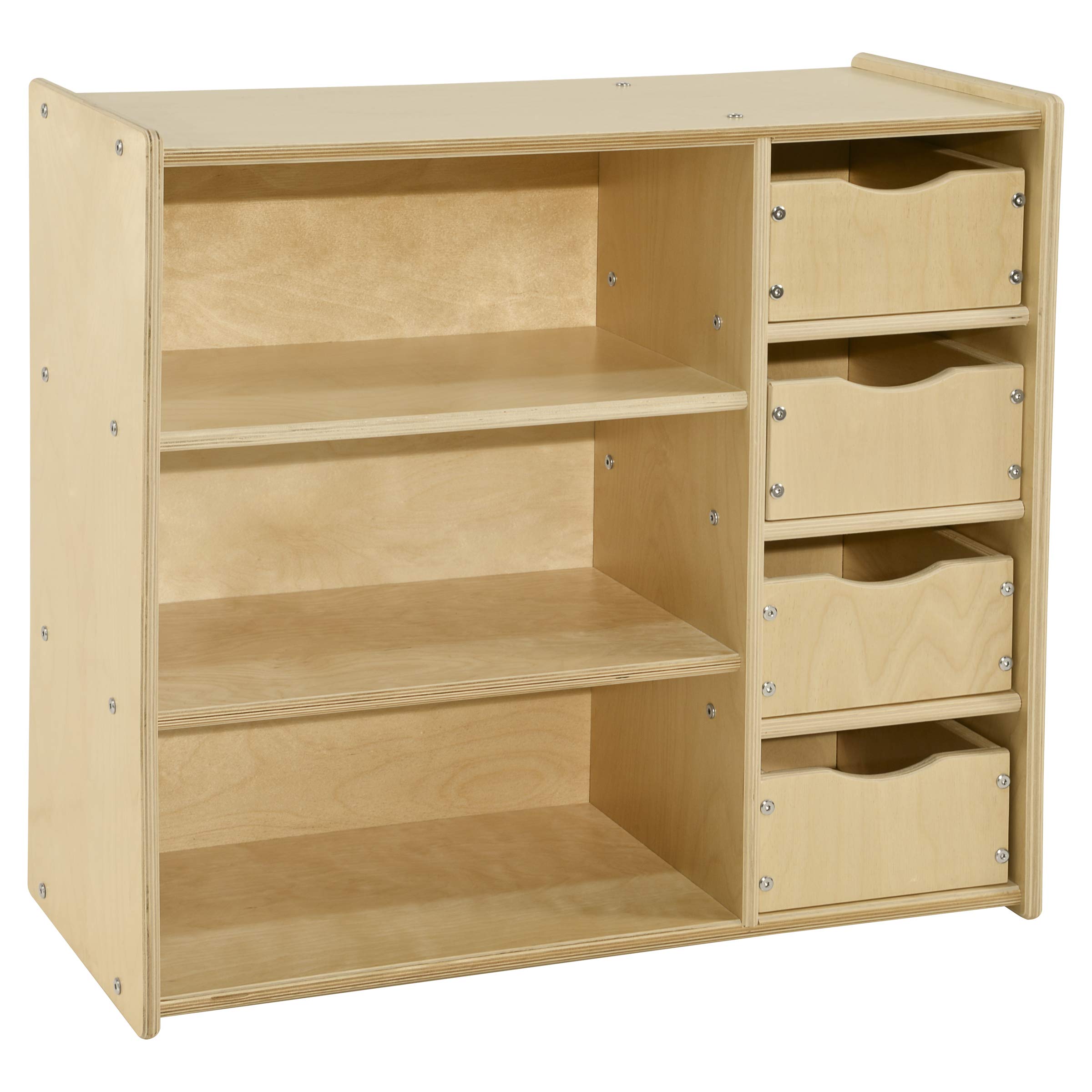 Contender Kids Bookshelf with Drawers - Wooden Bookcase Organizer for Daycare, Classroom & Home - 3-Shelf Storage for Toddler Books, Preschool Toys & School Supplies - Perfect for Nursery, Playroom & Learning Centers