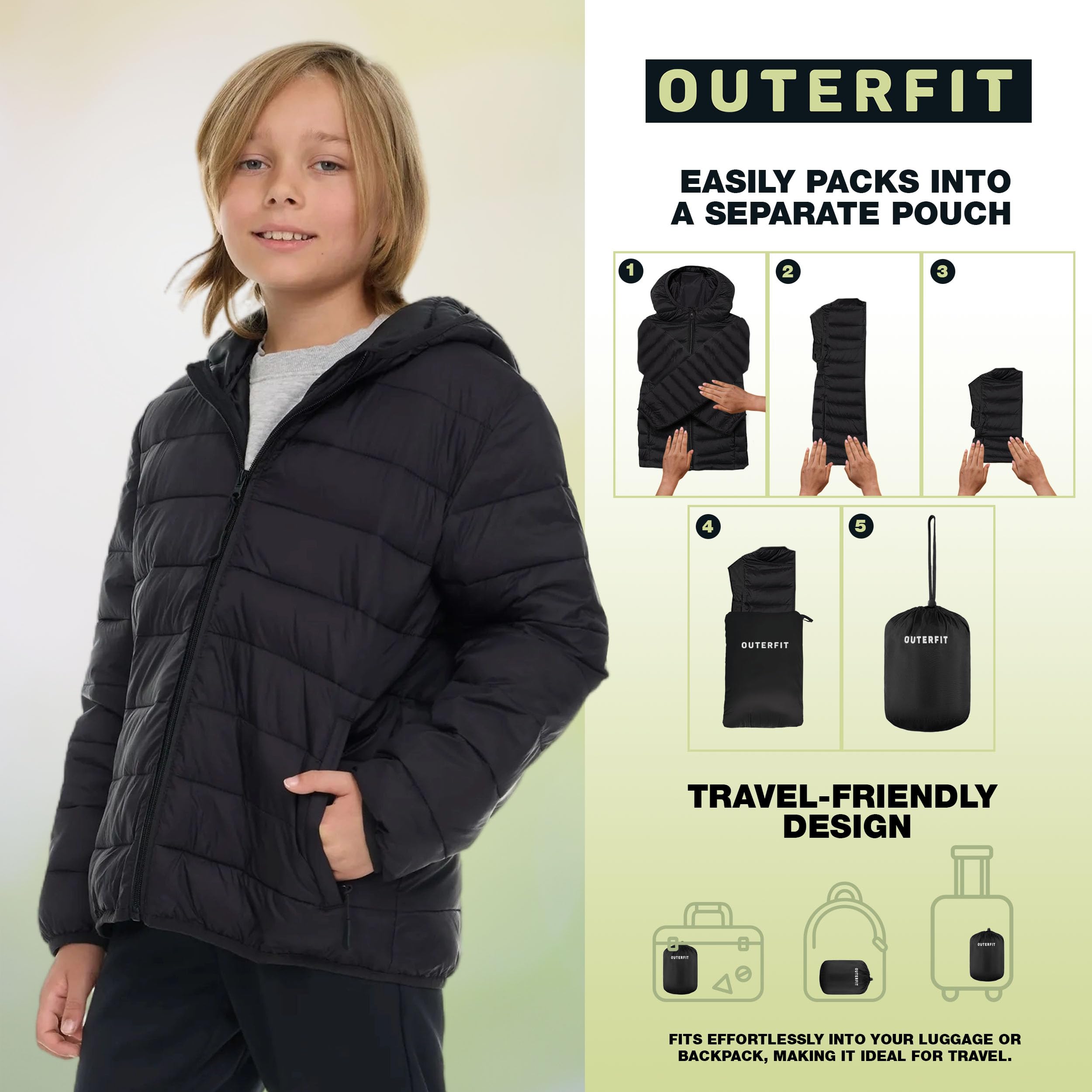 Lightweight Packable Boys Puffer Jacket with Hood - Warm Winter Coat for Kids | Perfect for Outdoor Activities, School & Cold Weather Adventures