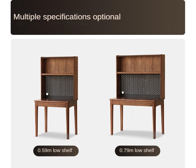 Solid Black Walnut Wood Desk Bookshelf - Stylish Home Office Storage & Display Shelf for Books, Decor & Workspace Organization