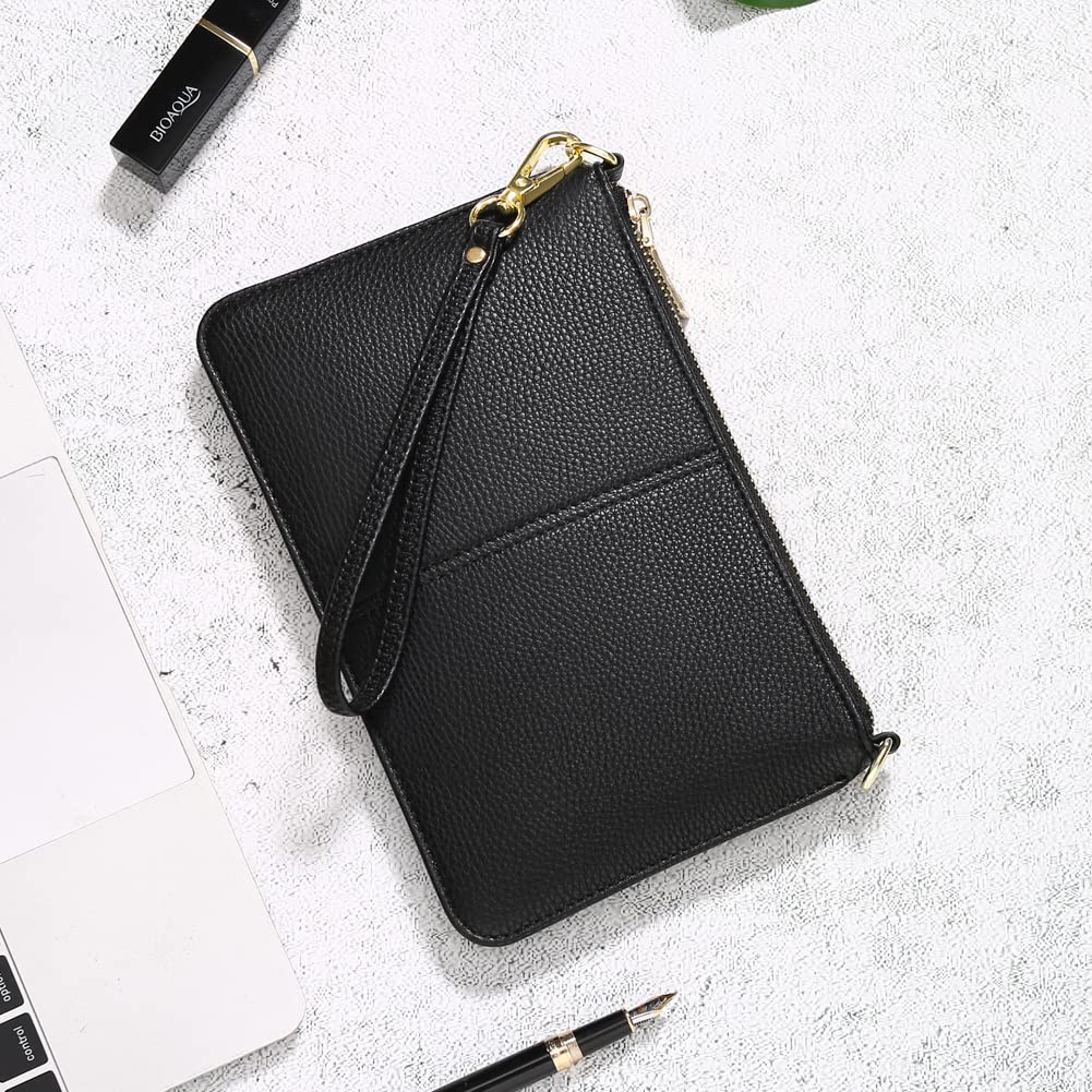 SENDEFN Genuine Leather Wristlet Clutch Purse for Women - RFID Blocking Crossbody Shoulder Bag with Multiple Card Slots - Perfect for Everyday Use, Travel & Shopping