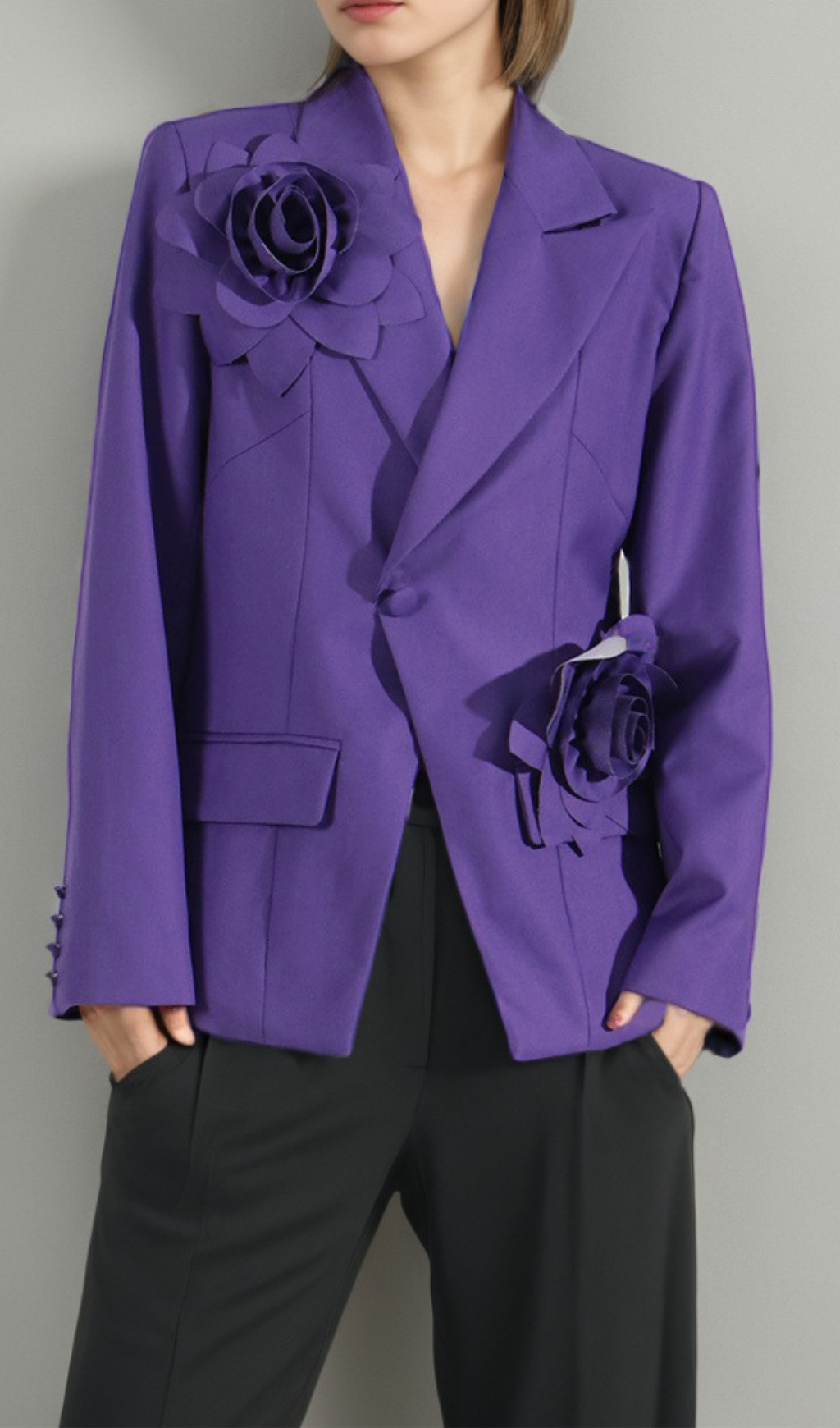 Aharon Flower Lapel Cross Blazer for Women - Elegant Floral Embroidered Lapel Pin - Perfect for Weddings, Parties, and Formal Events