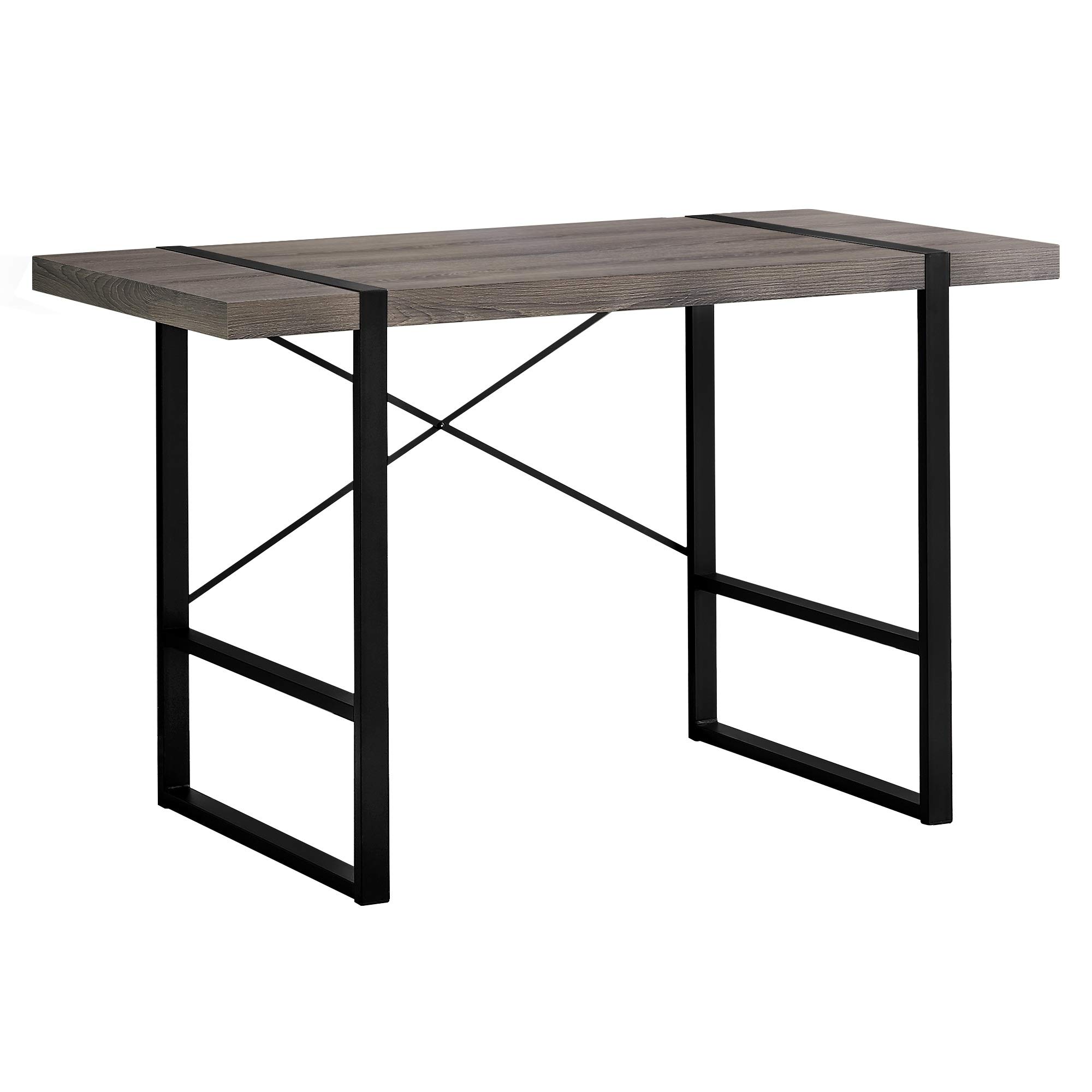 Ergonomic 48-Inch Computer Desk with Dark Taupe Finish & Black Metal Frame - Perfect for Home Office, Gaming, and Workspace Setup