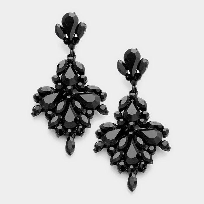 Elegant Black Chandelier Earrings for Women - Crystal Dangle Drop Earrings for Party & Evening Wear | 337007 | Perfect for Weddings, Prom, Date Night & Special Occasions