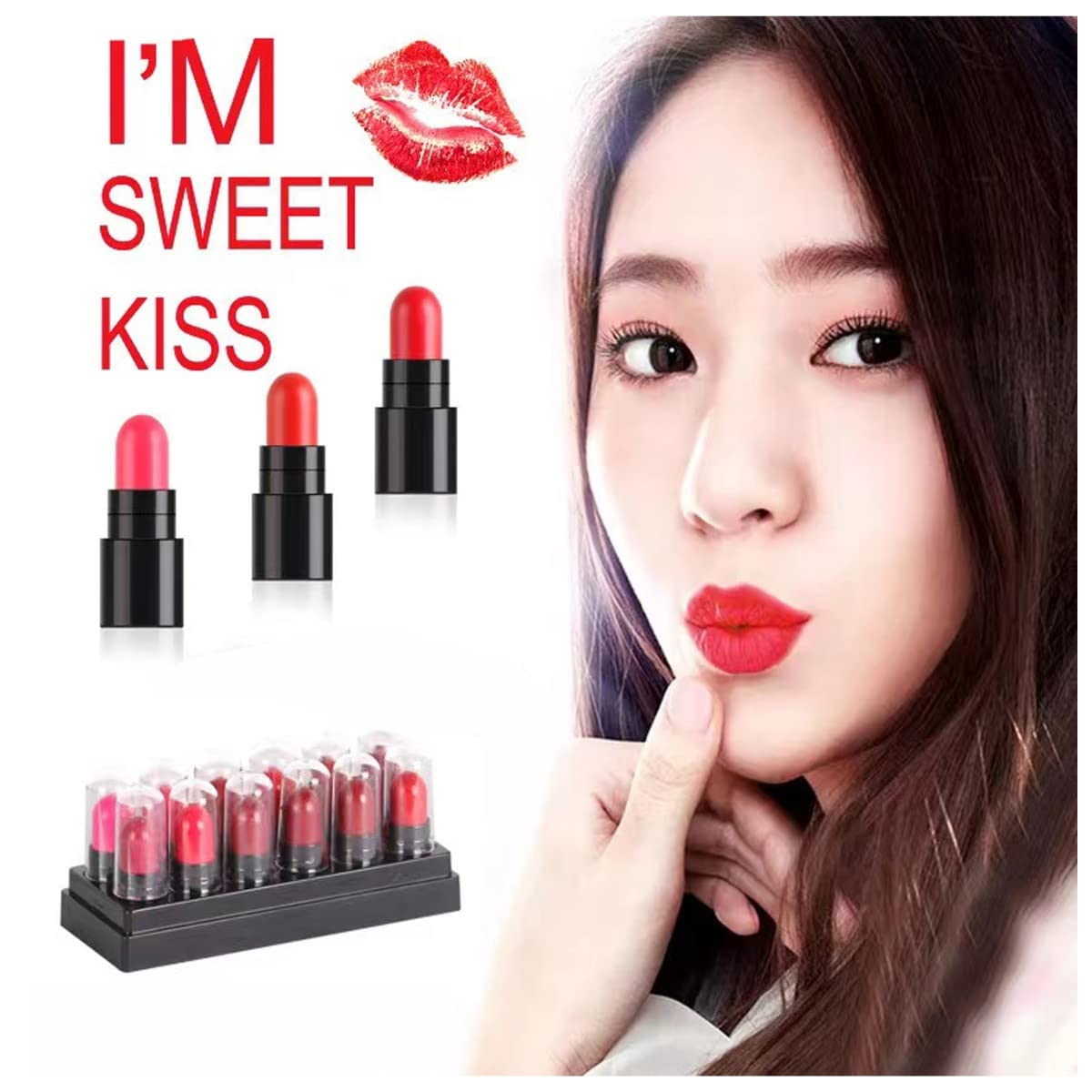Matte Lipstick Set - 12 Long Lasting Waterproof Mini Matte Lipsticks for Women | Perfect for Everyday Wear, Parties & Gifting | Lipstick Sampler Set in Capsule Pill Design