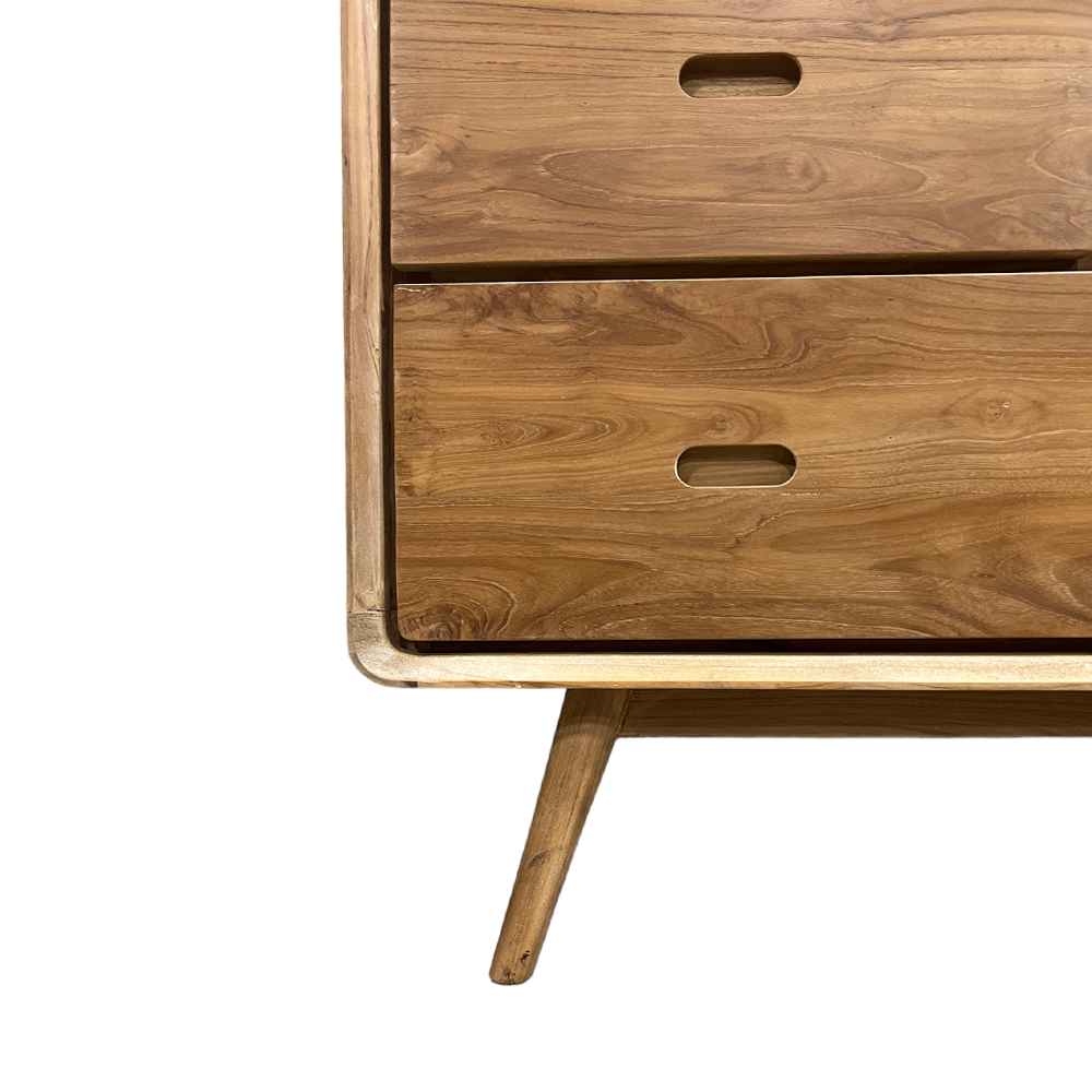 Reiko Teak Wood Dresser - Stylish and Durable Wooden Chest of Drawers for Bedroom Storage | Perfect for Organizing Clothes, Accessories & Home Decor