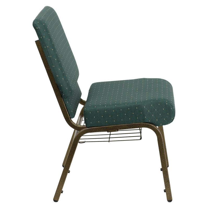 FLASH HERCULES Series 21''W Church Chair with Book Rack - Beige Fabric & Copper Vein Frame - Perfect for Churches, Chapels, and Event Venues