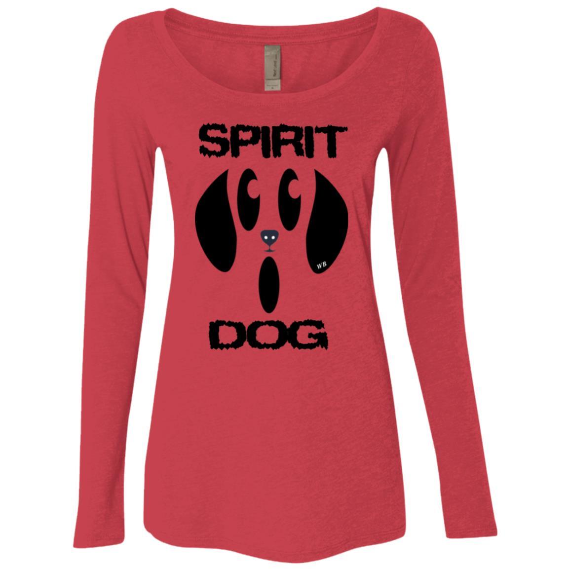 WineyBitches.Co Halloween Dog Spirit Women's Long Sleeve Scoop Neck Tri-Blend Shirt - Perfect for Halloween Parties, Costume Contests & Pet Lover Outfits