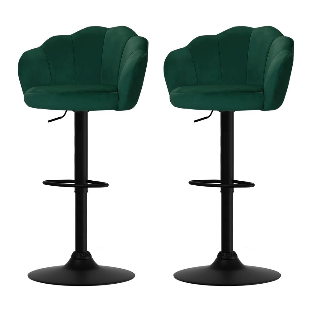 Adjustable Height Velvet Green Bar Stools with Gas Lift Mechanism - Perfect for Kitchen Islands, Breakfast Bars, and Home Decor