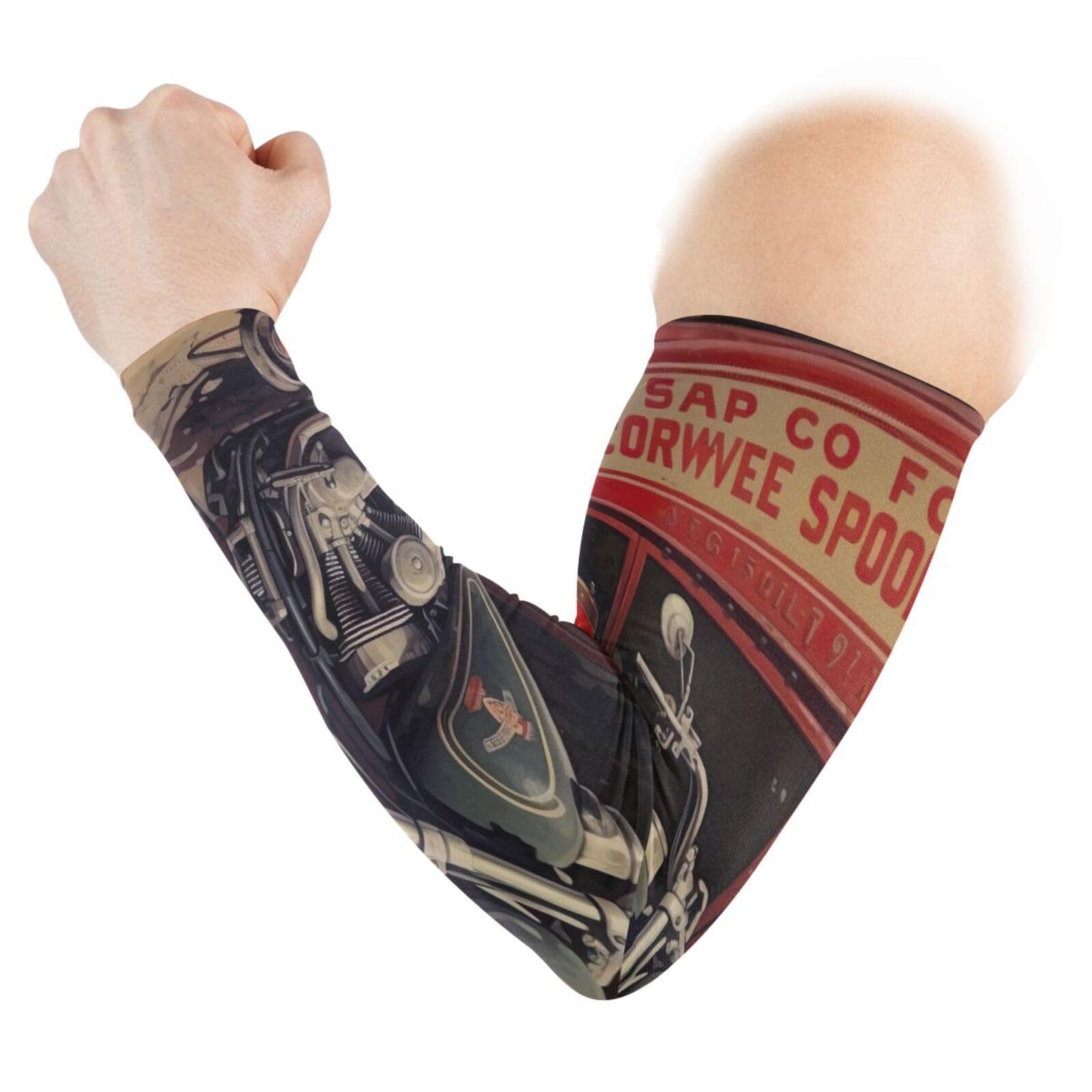 Retro Style Motorcycle Arm Sleeves for Men & Women - UV Sun Protection & Tattoo Cover Up Compression Sleeves - Perfect for Motorcycling, Cycling, Running & Outdoor Sports