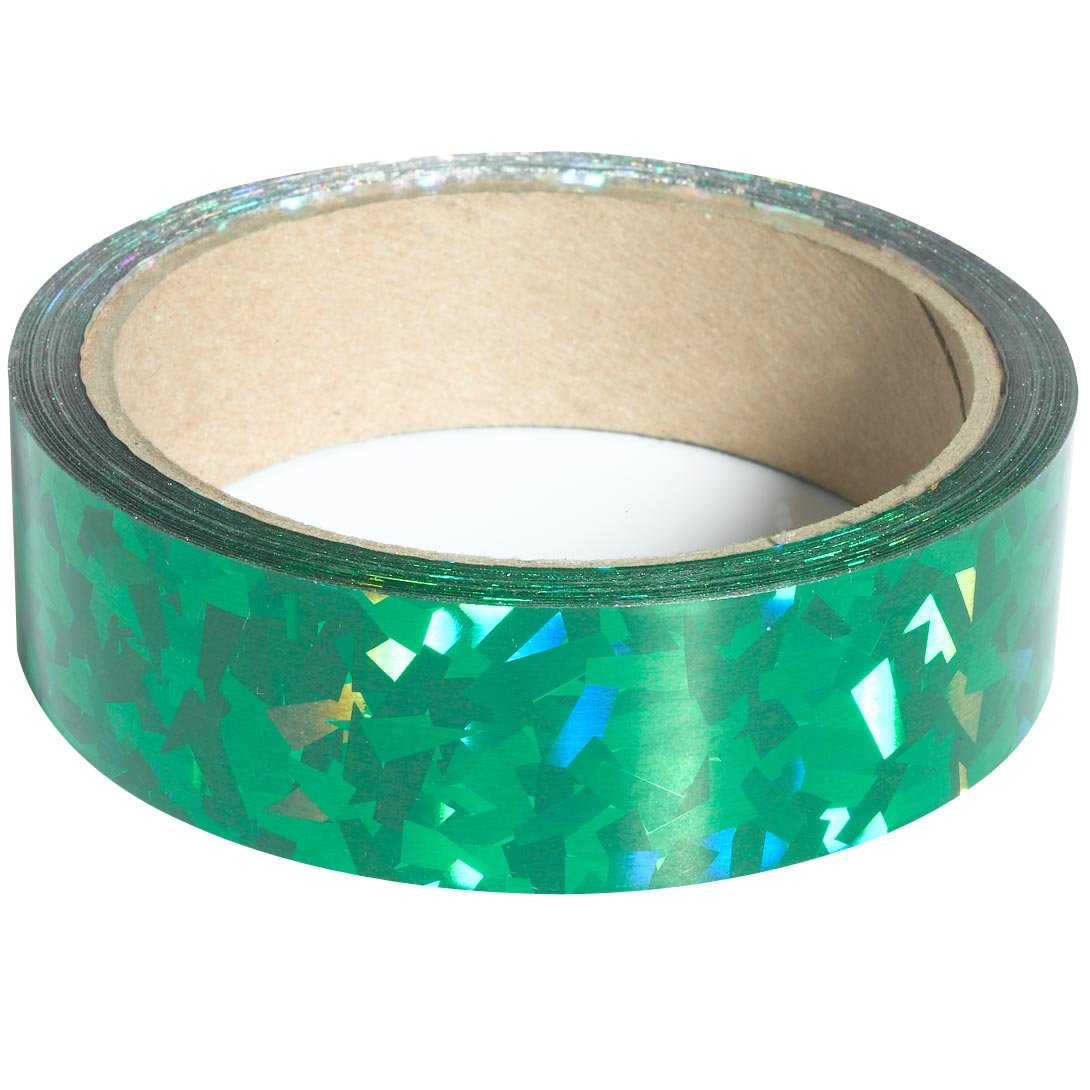 TCDesignerProducts Green Holographic Streamer Roll - 1 Inch x 100 Feet Party Decorations for Birthday, Wedding, Baby Shower & Festive Events