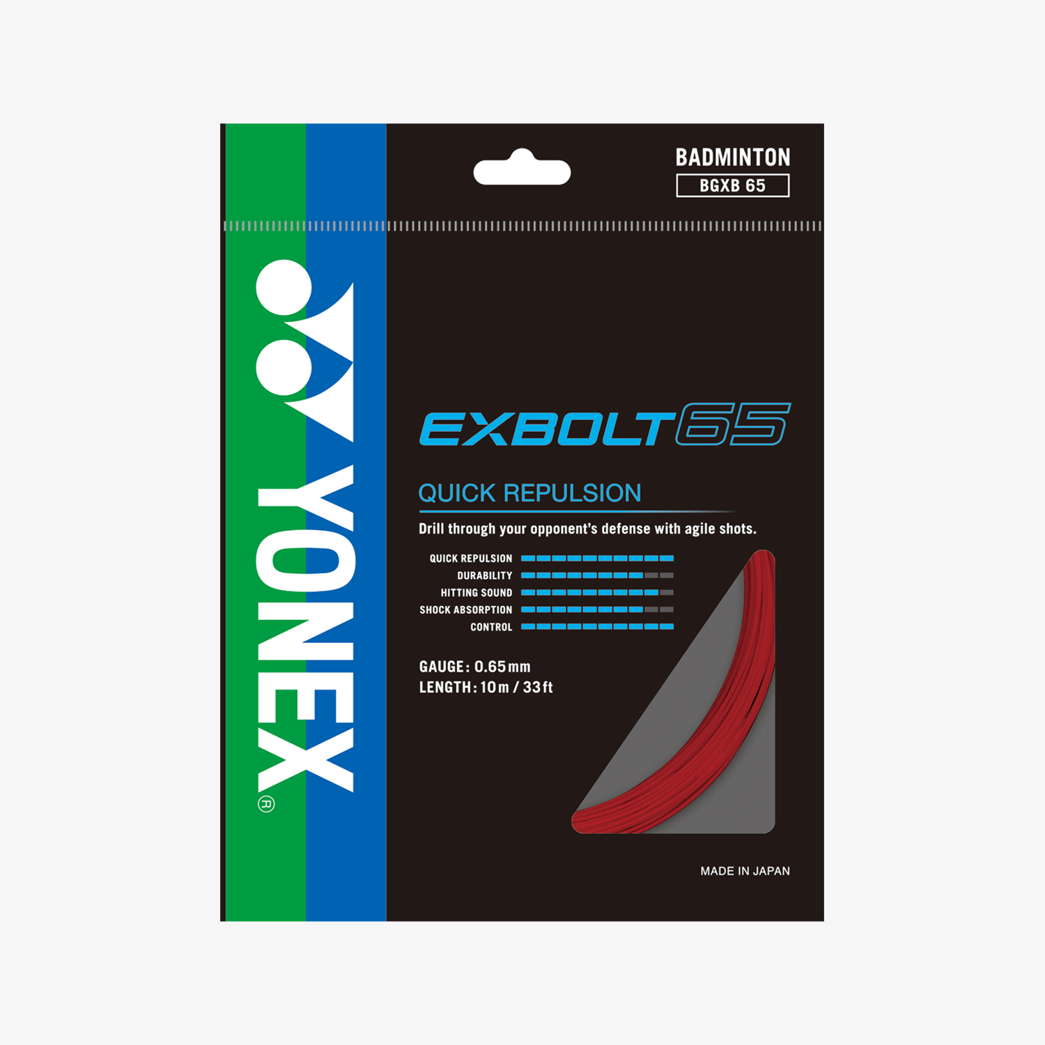 Yonex Exbolt 65 Badminton String - 10m Length, 6 Color Options | High Performance String for Competitive Play & Training