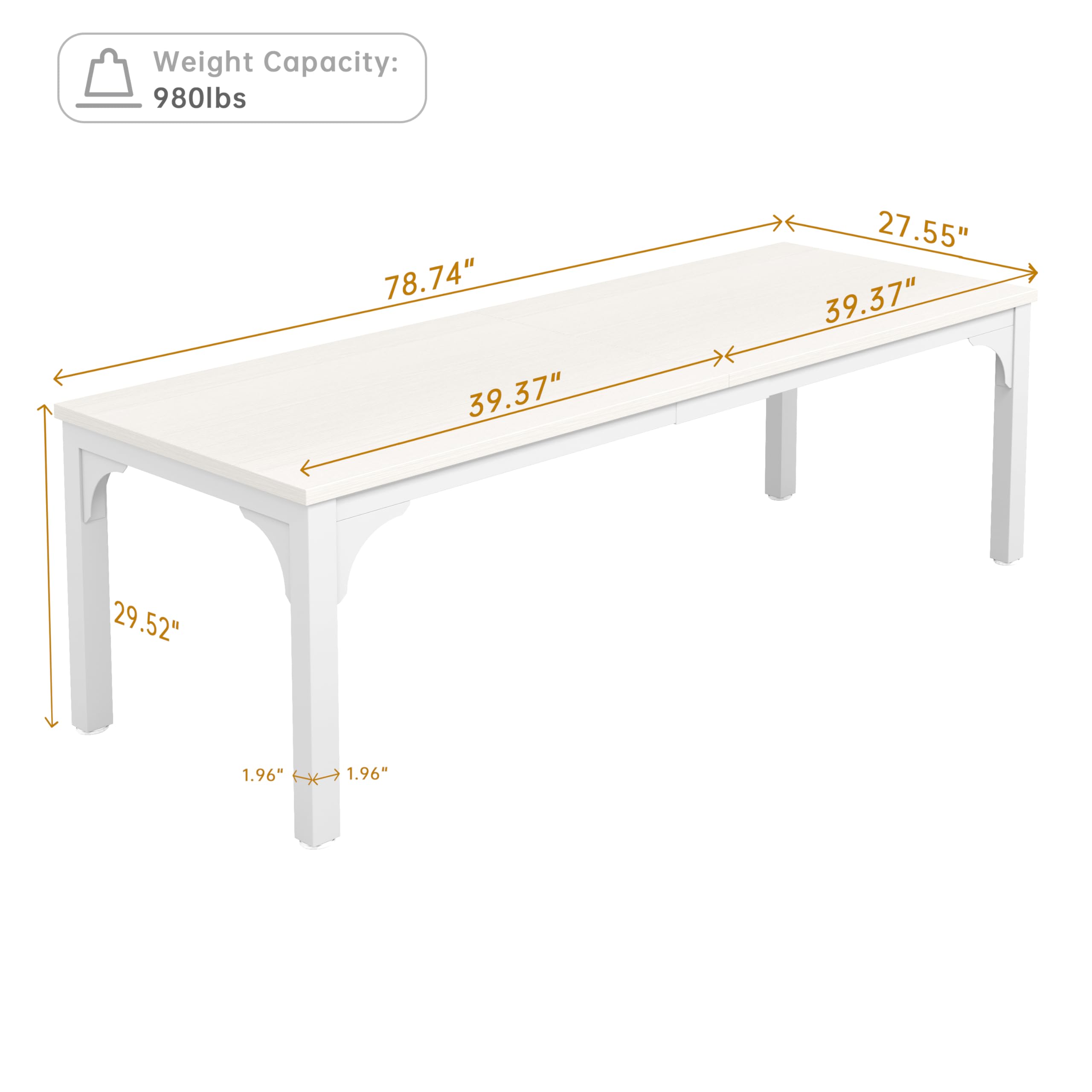 6.56 FT Large Rectangle Conference Table - Super Sturdy Meeting & Seminar Table for 6-8 People, White Business Desk - Perfect for Office Meetings, Team Collaboration & Conference Rooms