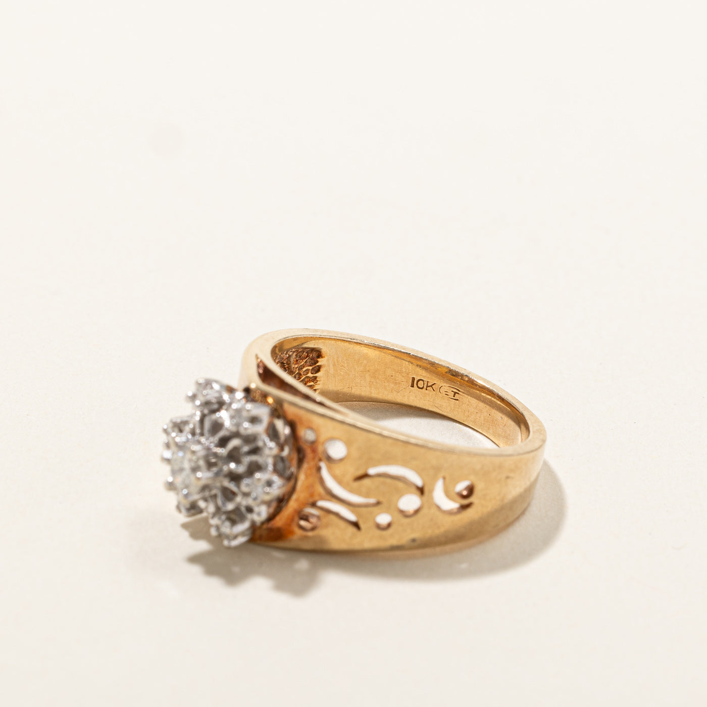 0.22ctw Filigree Diamond Cluster Ring - Size 6.5 | Elegant Wedding Band, Anniversary Gift & Engagement Jewelry for Women