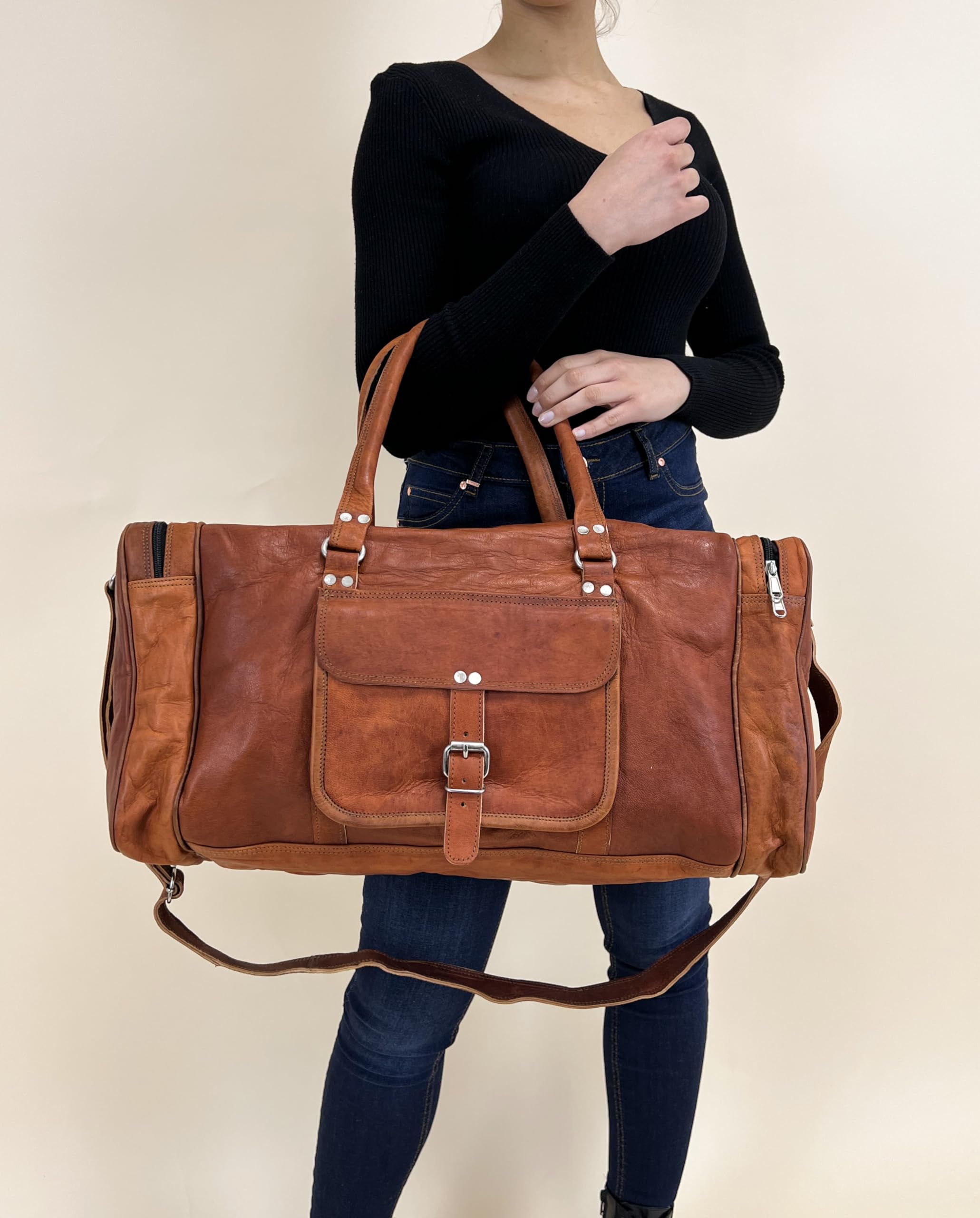 Premium Genuine Leather Weekender Travel Bag - Harvey Board Bag for Sports & Business Trips, Durable Brown Leather Carry-On for Men & Women | Perfect for Weekend Getaways, Gym, Work & Air Travel