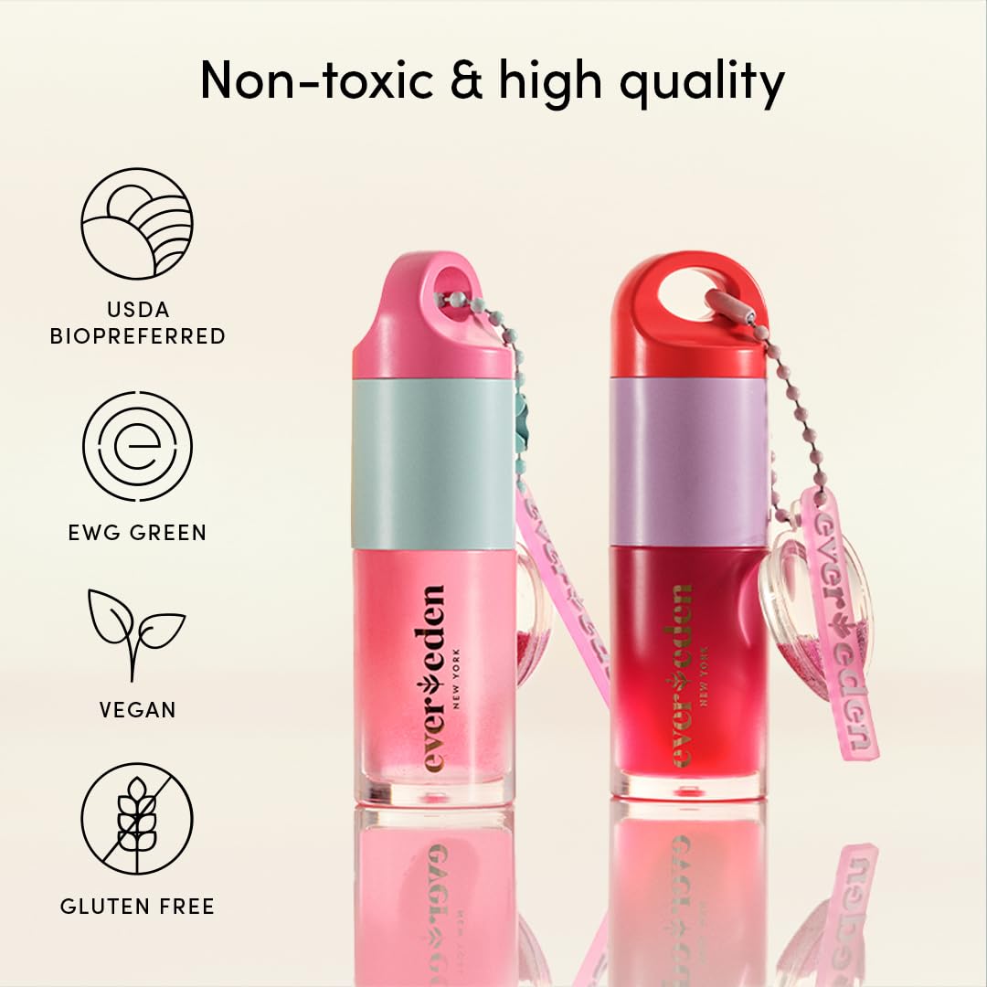 Evereden Preppy Teen Skincare Collection & Lip Gloss Set - Triple Green Tea Cleanser, Gel-Cream Moisturizer, Toner Pads & Non-Toxic Tinted Lip Gloss (Ruby Red) | Acne-Prone Skin Care Routine for Teens | Perfect for School, Sleepovers & Daily Use