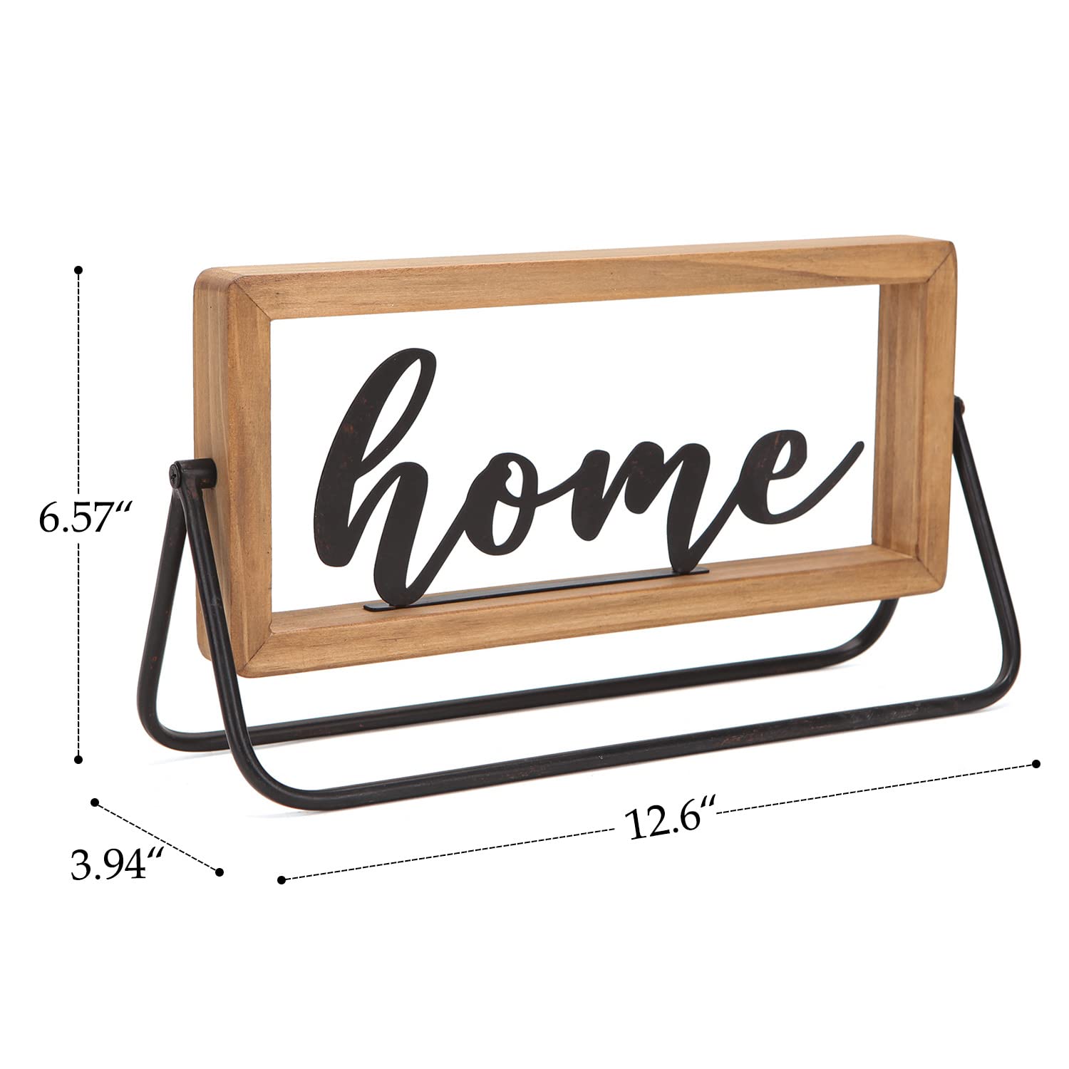 Rustic Wooden Freestanding Home Letter Sign - NIKKY HOME Cutout Table Word Decor for Entryway, Desk, Shelf - Perfect for Farmhouse, Living Room & Indoor Decoration