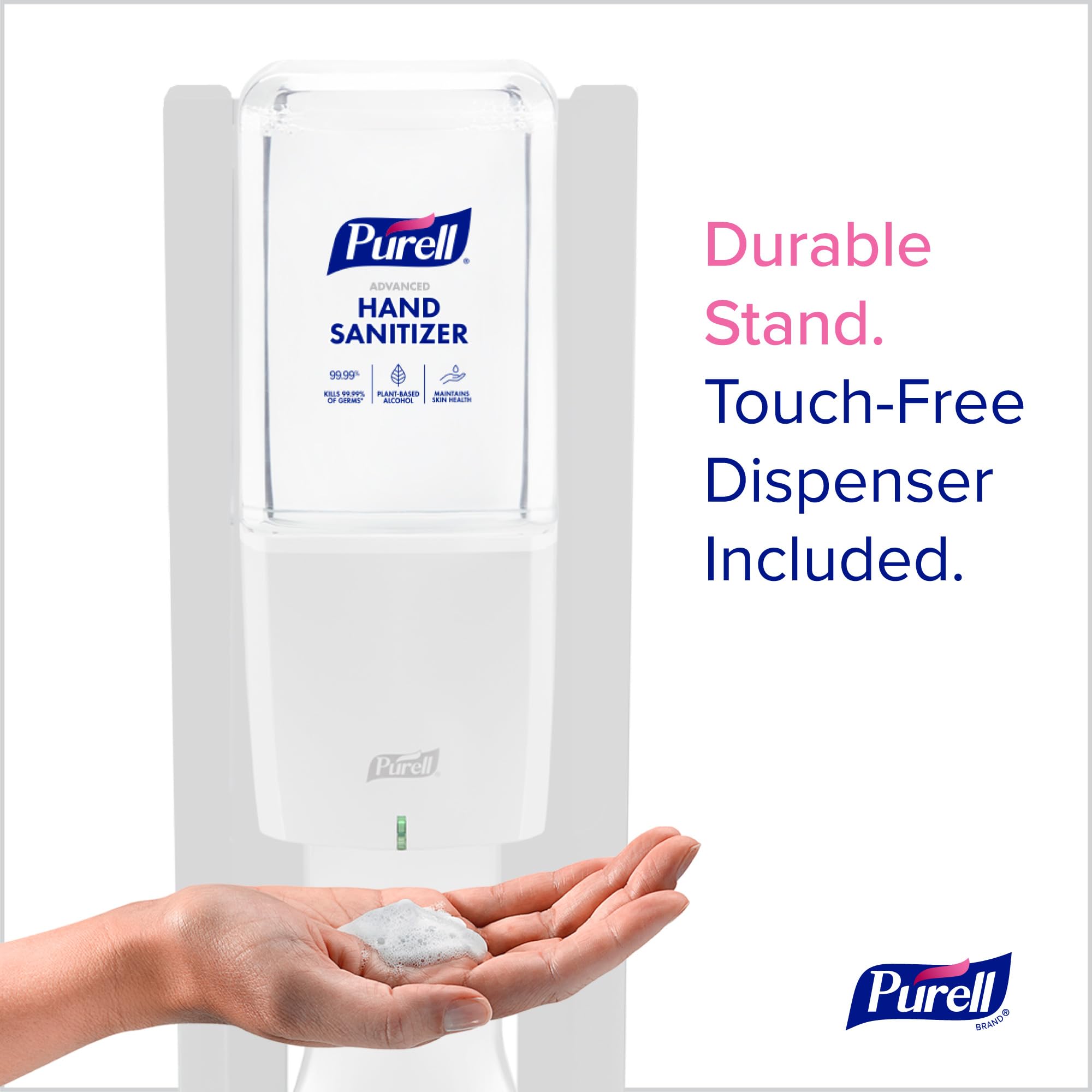 PURELL ES10 Automatic Hand Sanitizer Dispenser with White Floor Stand - Touch-Free Sanitizing Solution for Offices, Hospitals, and Public Spaces (Pack of 1) - 8210-DS