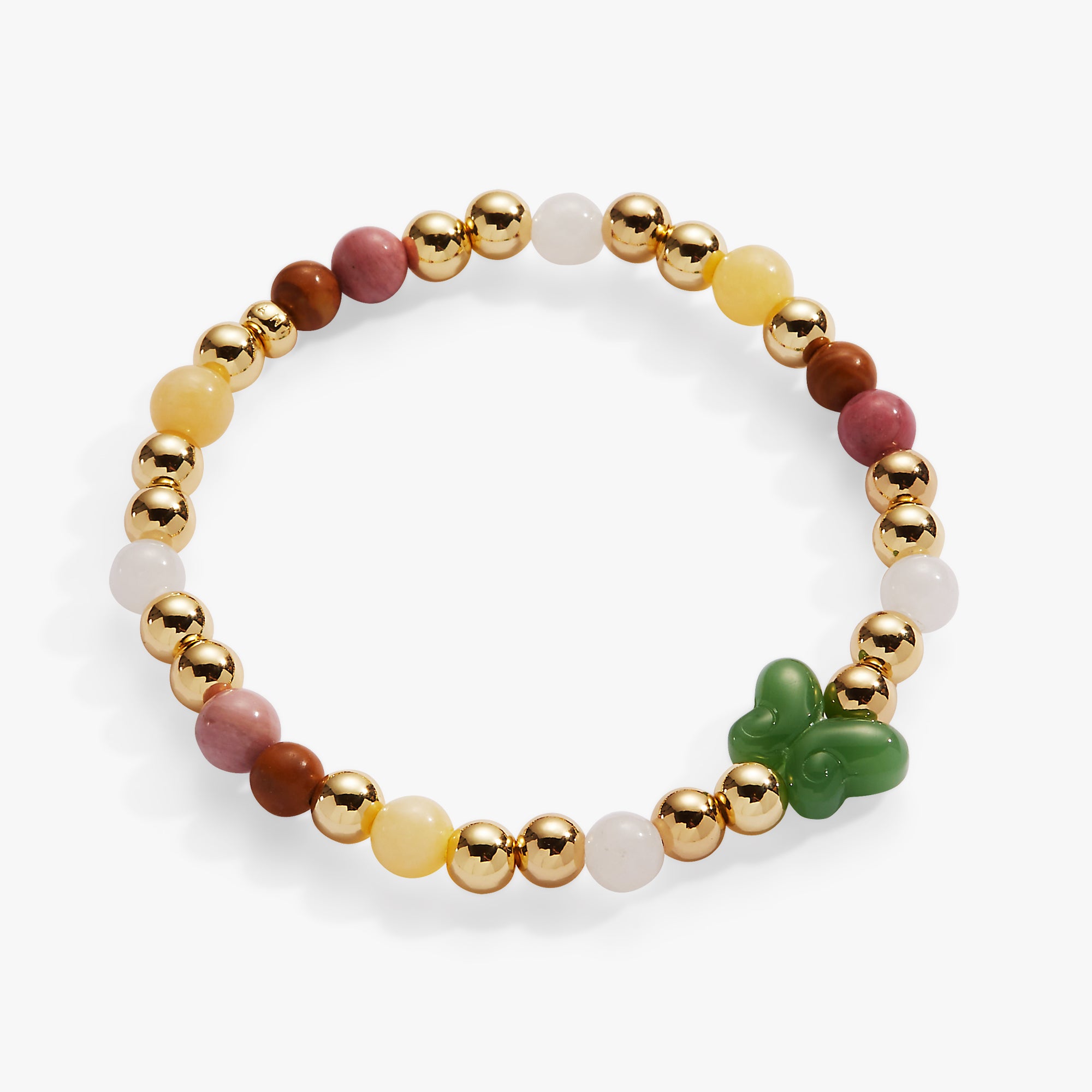Healing Stone Stretch Bracelet with Carved Butterfly - Natural Crystal Therapy for Stress Relief & Positive Energy - Perfect for Meditation, Yoga & Spiritual Healing
