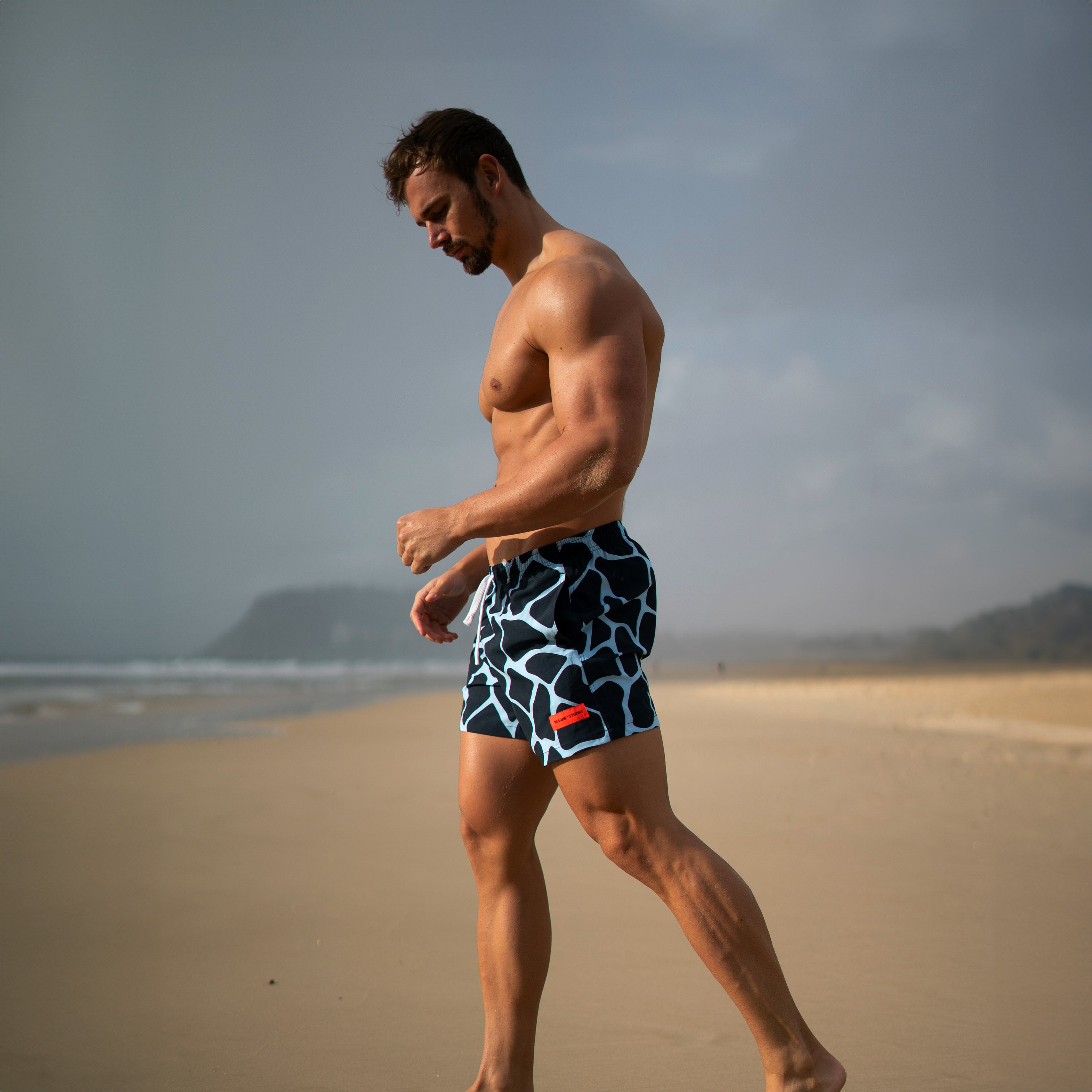 Men's Quick-Dry Swim Shorts with Giraffe Print - Lightweight & Comfortable for Beach, Pool, and Summer Vacations