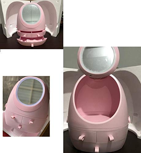 MYHEART Makeup Organizer - Rotating Mirror Cosmetic Storage Box for Jewelry & Makeup | Vanity Dresser Organizer with Desktop Mirror | Perfect for Bathroom Countertop, Bedroom Dresser & Travel Makeup Case