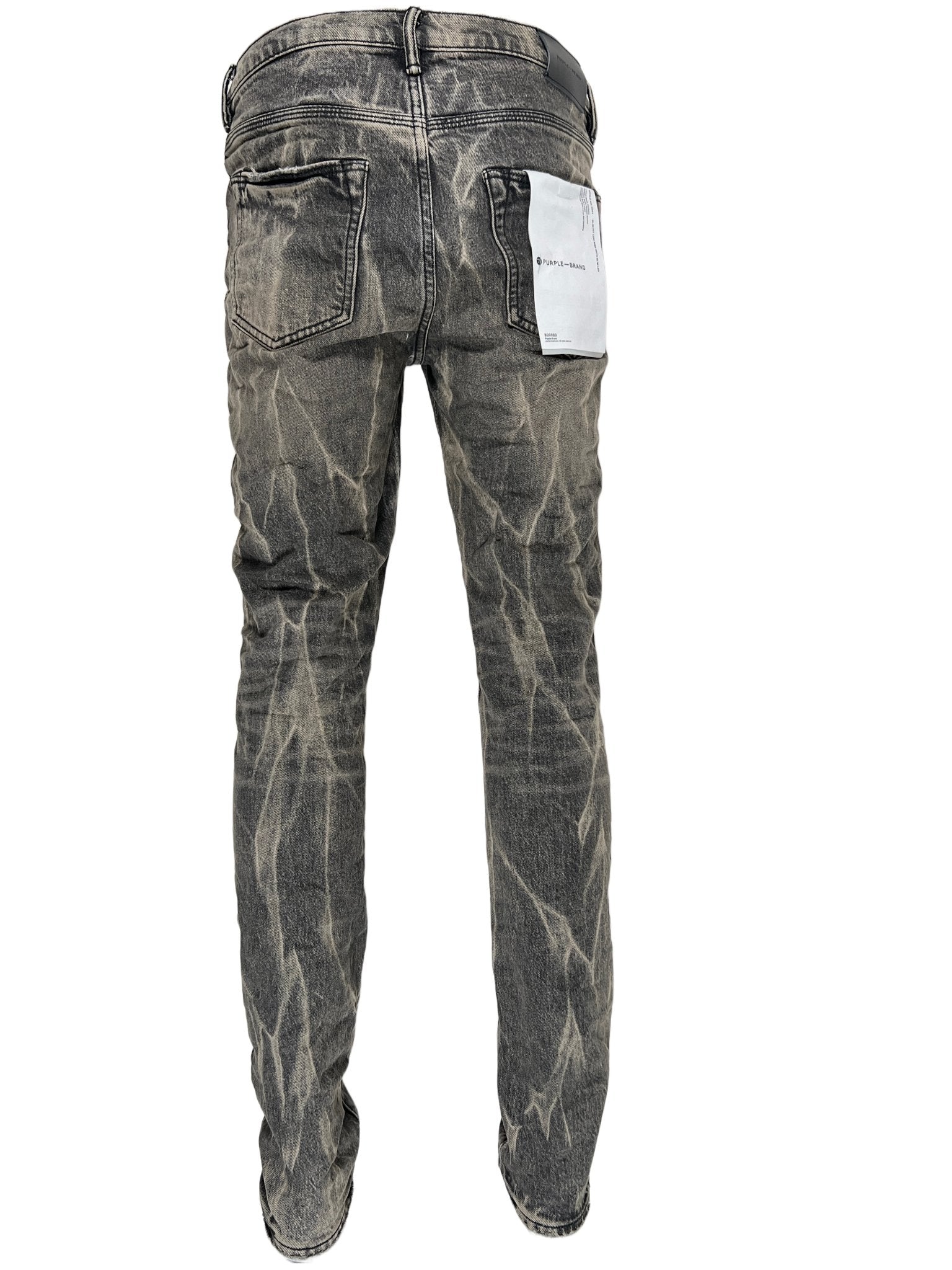 Purple Brand P001 WBTA Washed Black Tie Acid Distressed Denim Jeans for Men - Trendy Slim Fit Ripped Jeans with Unique Acid Wash (Perfect for Streetwear, Casual Outfits & Night Out Looks)