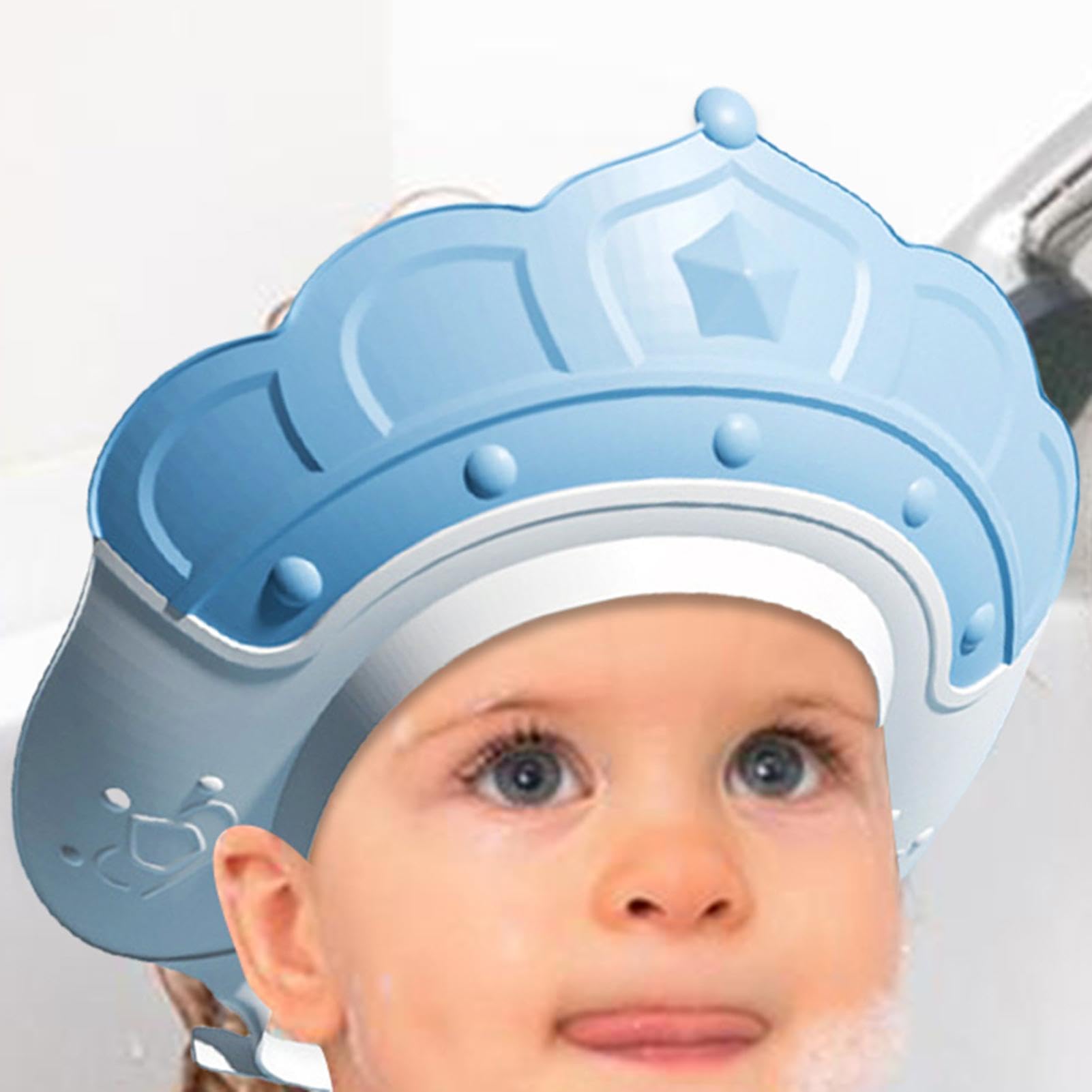 Waterproof Bathing Hat for Kids - Adjustable Hair Washing Shield with Built-in Temperature Gauge & Shampoo Cup | Includes Massage Brush for Gentle Hair Care | Perfect for Toddler Bath Time, Spa Days & Sensitive Scalp Care
