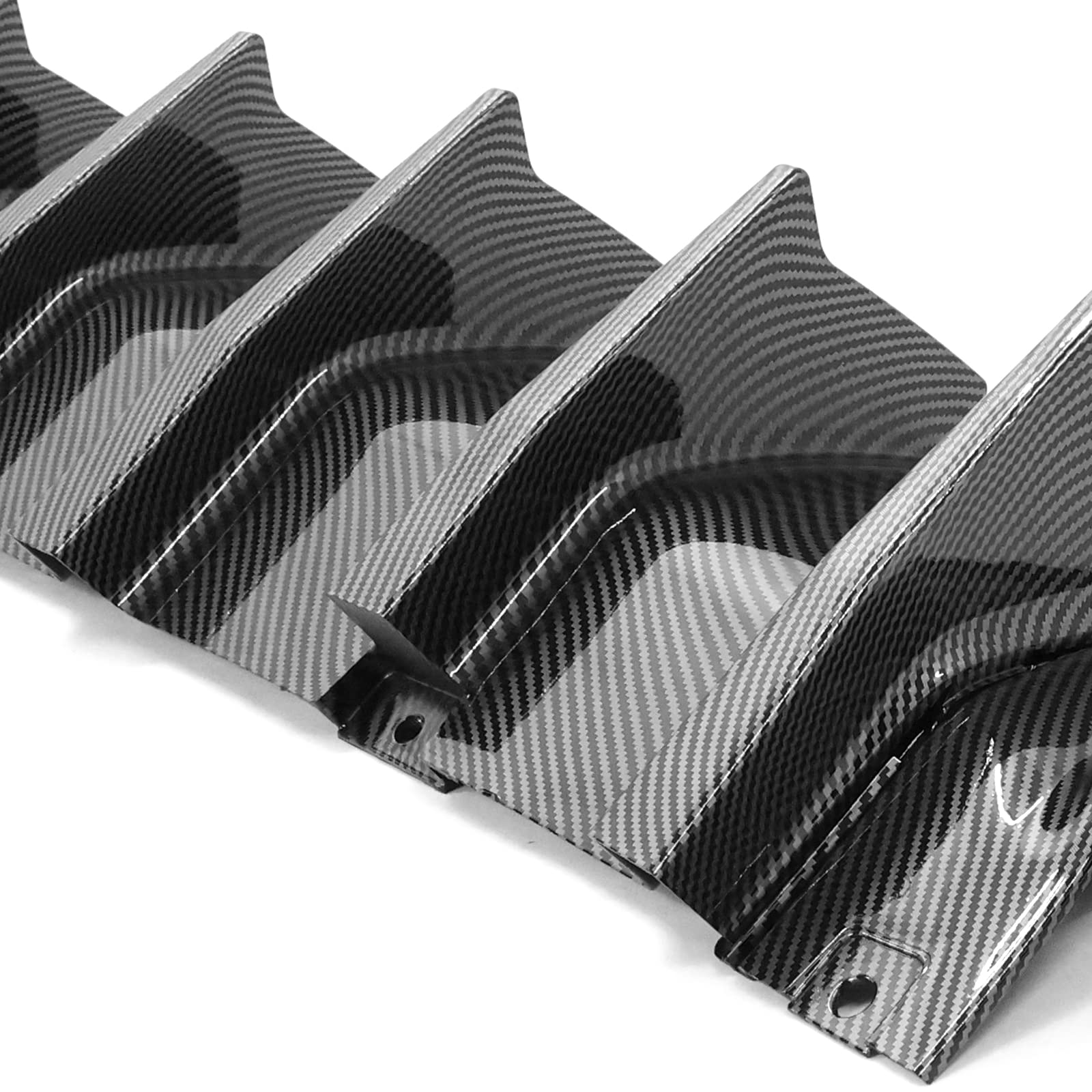 FREEMOTOR802 Rear Diffuser for 2015-2023 Dodge Charger | IKON V2 Style Carbon Fiber Print Bumper Lip | 2PC Shark Fin Diffuser Set | PP Material | Enhances Sporty Look & Aerodynamics