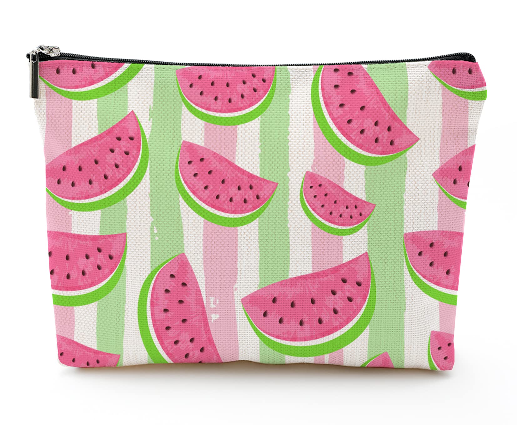 Large Travel Makeup Bag for Women - Watermelon Watercolor Cosmetic Organizer with Zipper (7x10 Inch) | Perfect for Toiletries, Makeup Storage & Travel Essentials