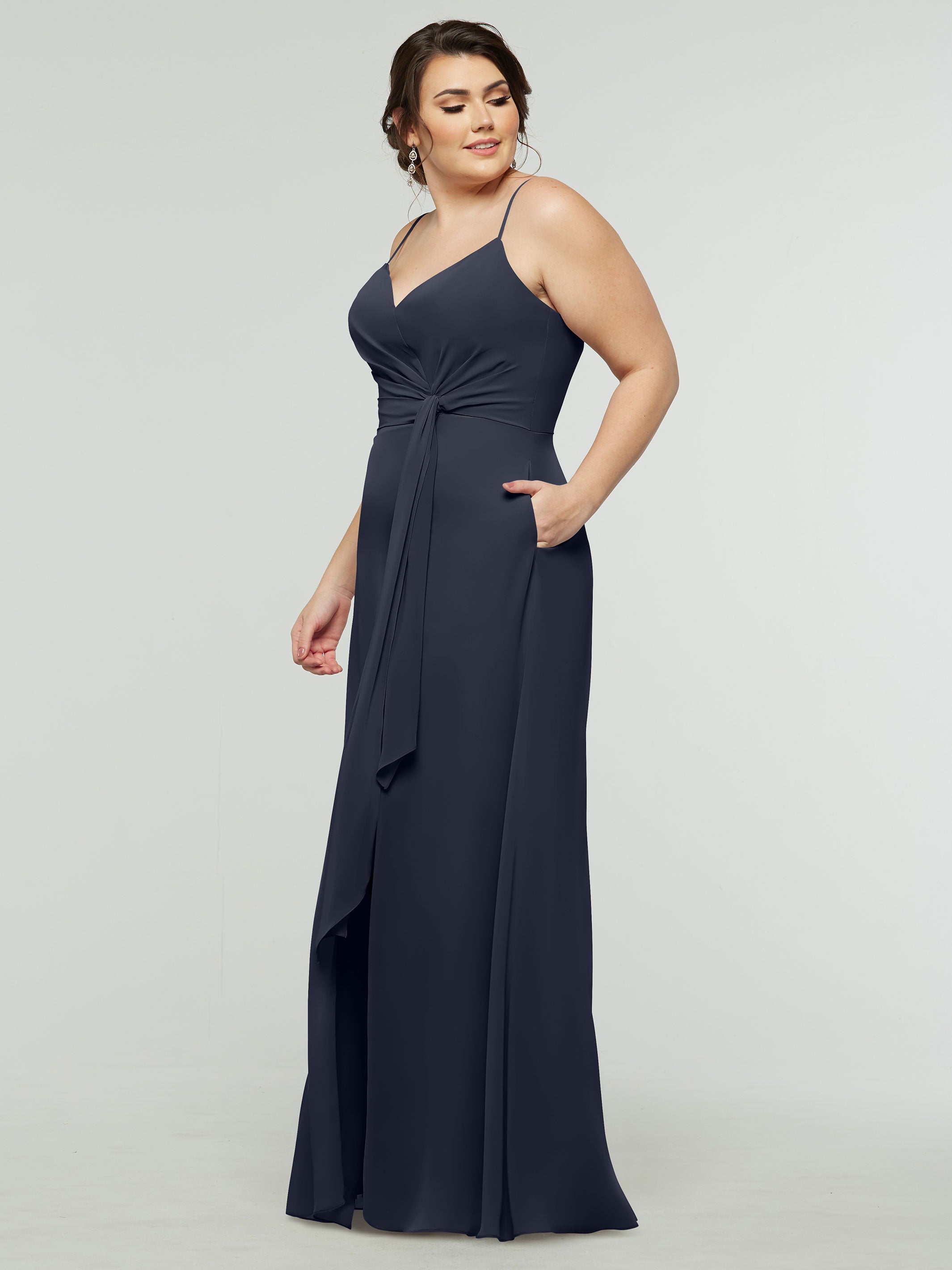 Elegant 80182 Chiffon A-Line Bridesmaid Dress with V-Neck & Spaghetti Straps - Perfect for Weddings, Prom, Formal Events & Special Occasions