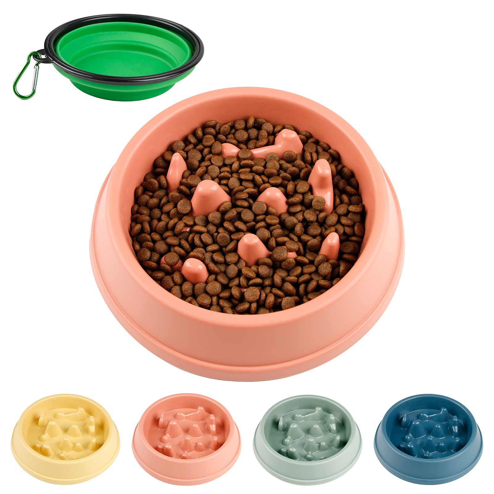 Slow Feeder Dog Bowl for Small & Medium Dogs - Anti-Gulping Puzzle Bowl with Non-Slip Base | Perfect for Fast Eaters, Diggers & Mealtime Enrichment | Use for Dry/Wet Food or Water in Home, Travel & Training