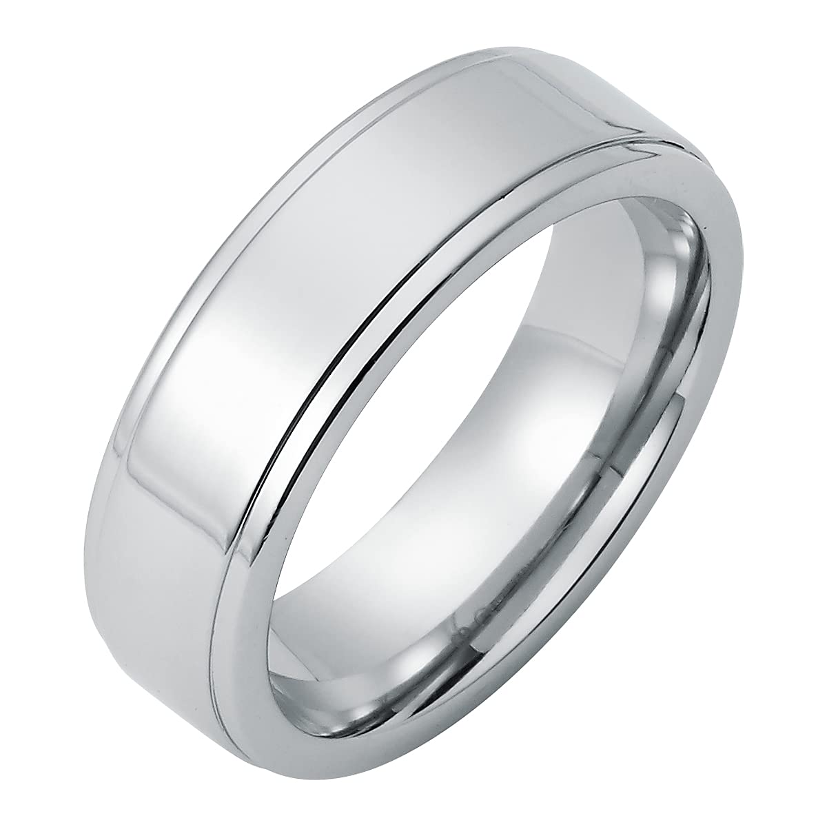7mm Cobalt Chrome Comfort Fit Wedding Band Ring with Double Channel Accent - Durable & Hypoallergenic Men's Ring for Weddings, Anniversaries & Everyday Wear