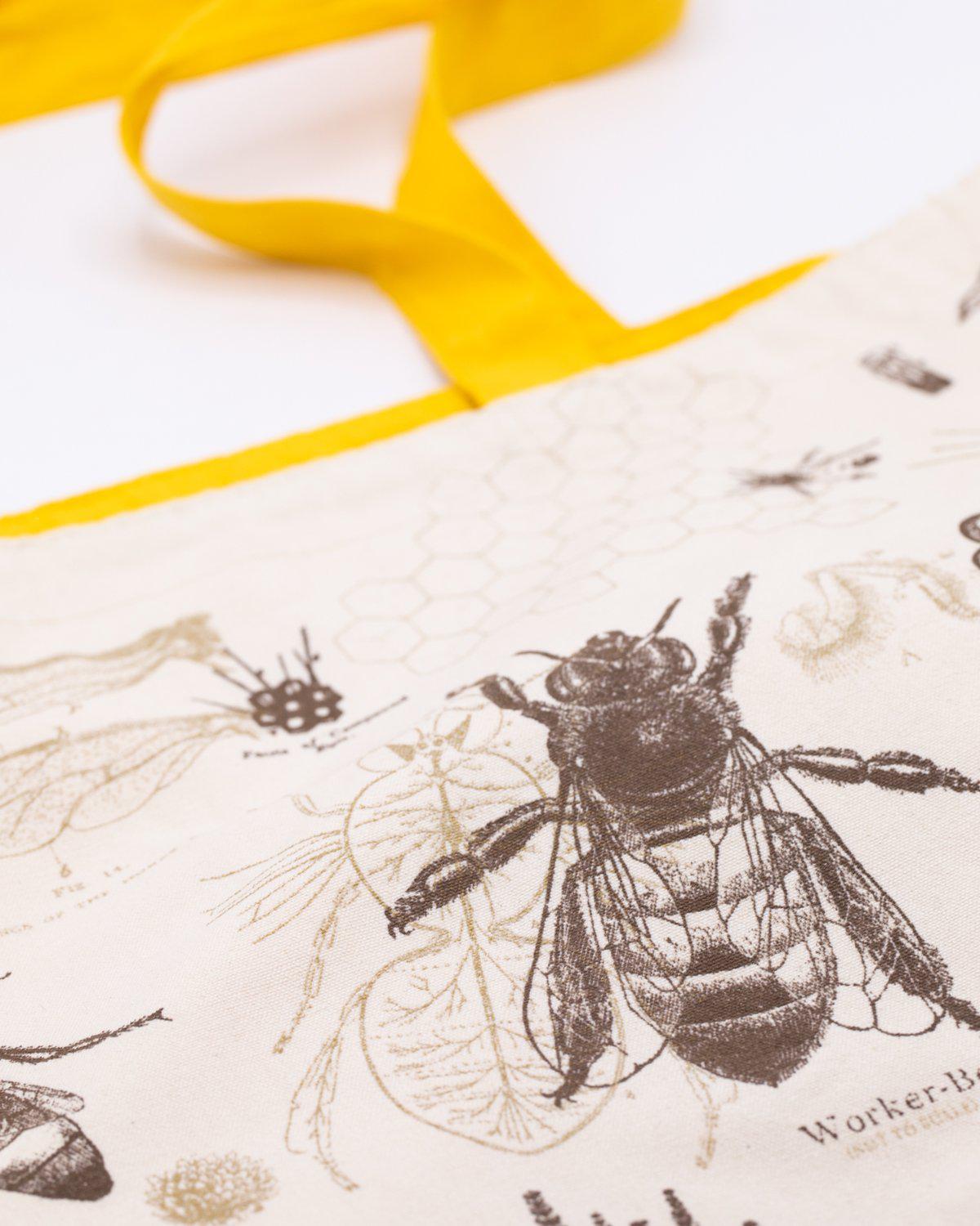 Eco-Friendly Honey Bee Print Canvas Tote Bag - Reusable Grocery Shopping & Beach Tote for Women - Perfect for Farmers Market, Picnics & Daily Use