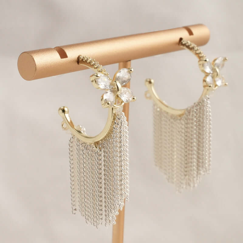 Butterfly Hoop Earrings with Tassel Fringe - Trendy Boho Dangle Earrings for Women | A8575 | Perfect for Parties, Festivals, and Everyday Wear
