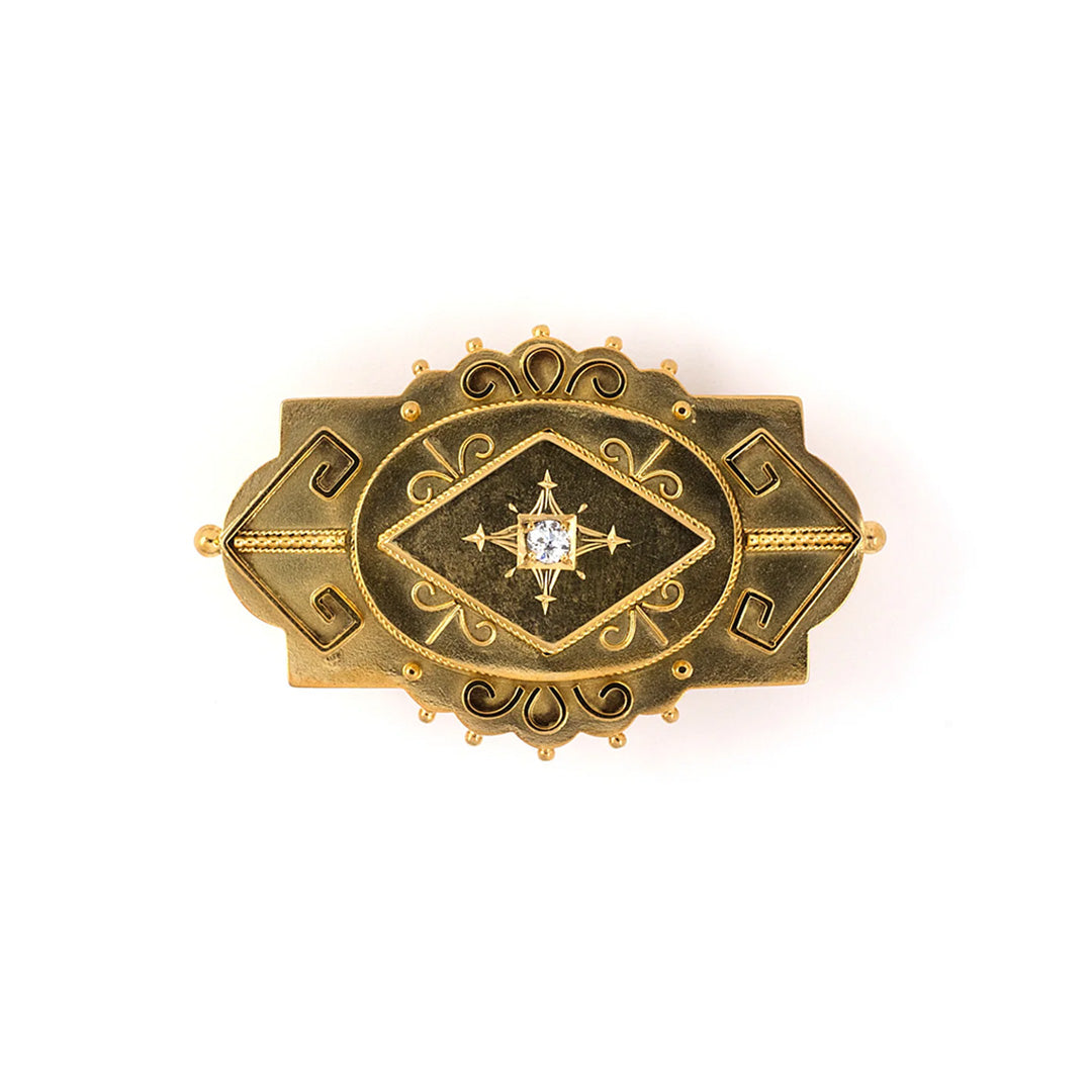 Antique Victorian Etruscan Revival Carved Floral Locket Brooch Pin - Vintage Jewelry for Women, Perfect for Weddings, Special Occasions & Collectors