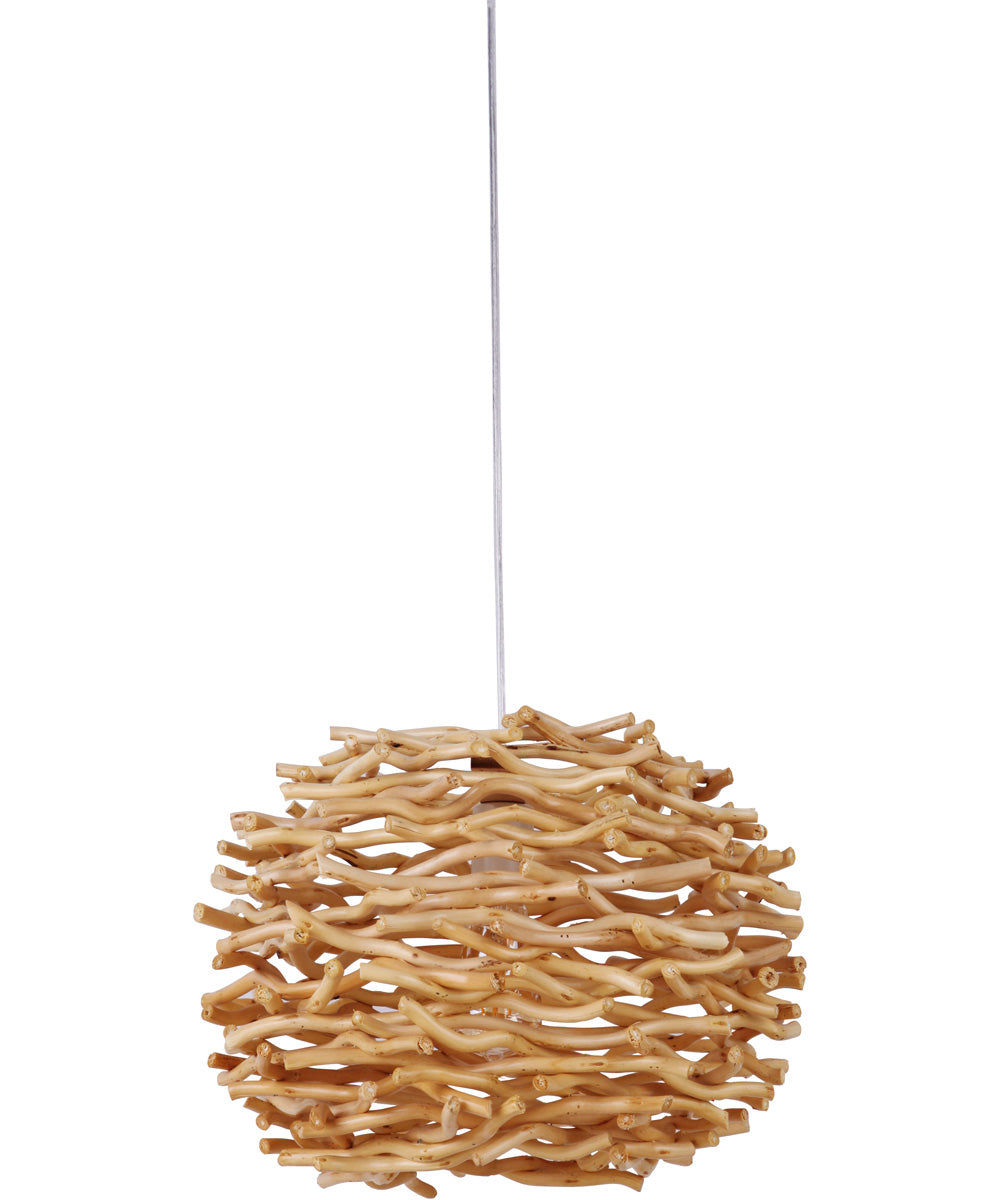 1 Light Plug In Pendant Lamp - Natural Rattan Hanging Light Fixture for Bedroom, Living Room & Dining Room Decor
