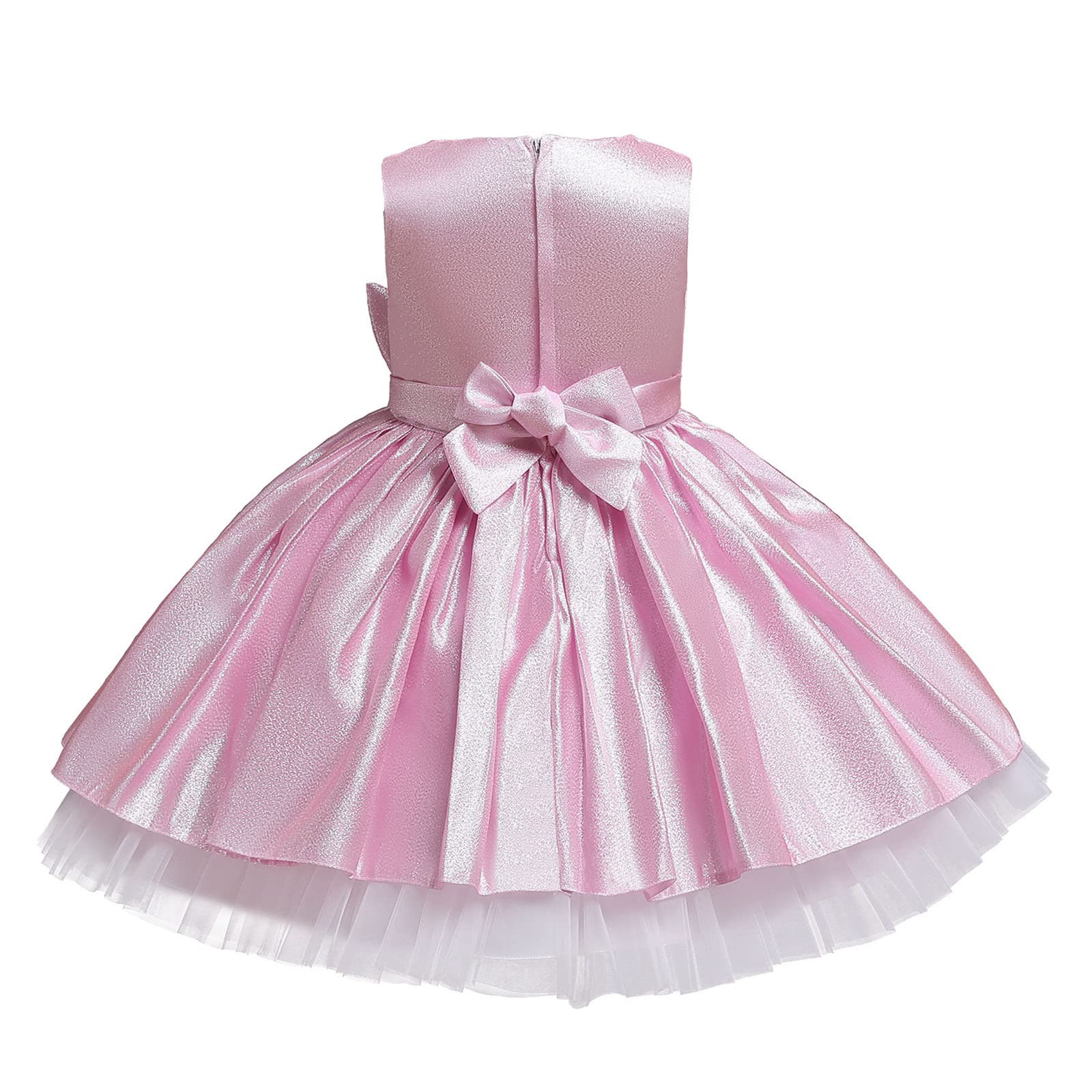 **Baby Girls Wedding Guest Dress - Toddler Princess Bow Tulle Patchwork Party Dress - Perfect for Weddings, Birthday Parties & Special Occasions**