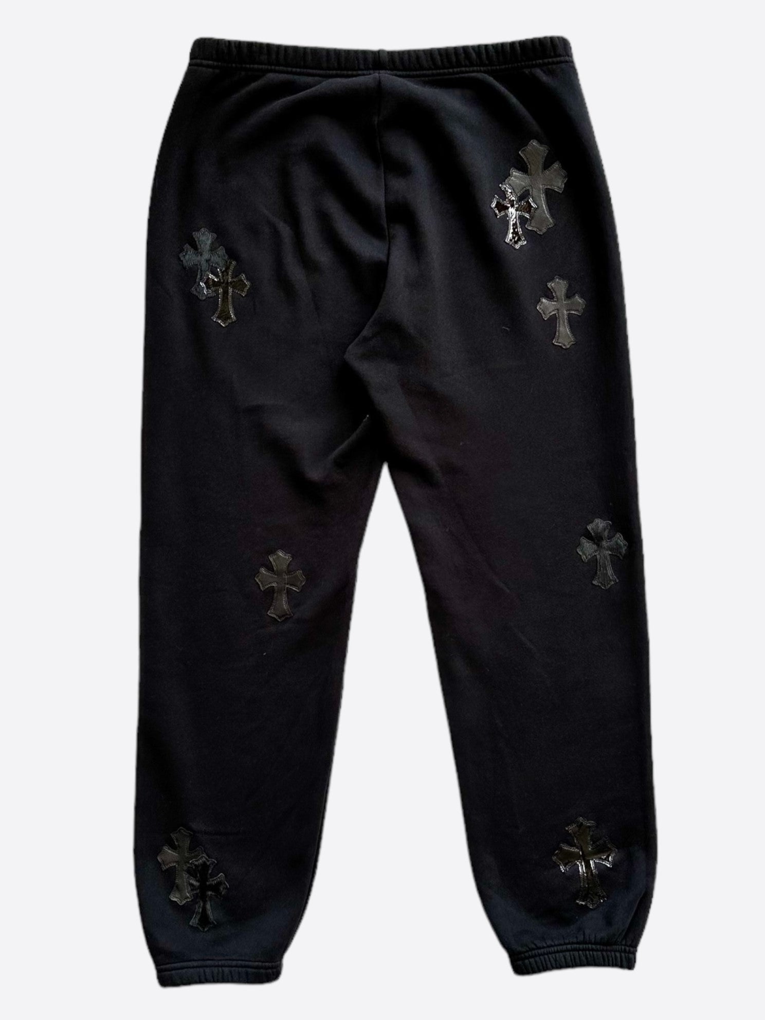 Chrome Hearts Black Cross Patch Sweatpants for Men & Women | Gothic Streetwear | Lounge & Gym Wear | Perfect for Casual Outfits and Hip Hop Fashion